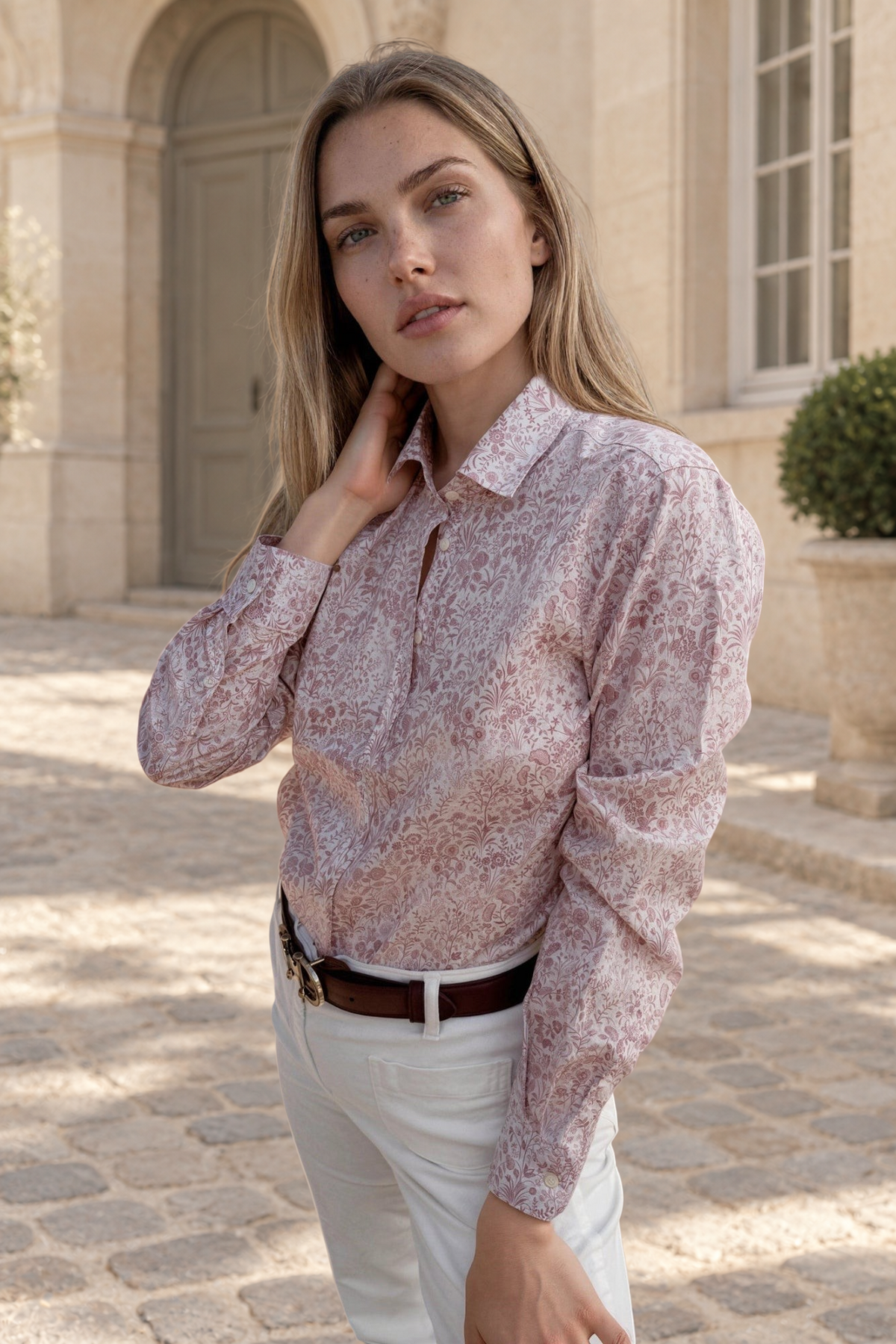 Chemisier Canelle en coton Liberty of London - Rose poudré-CHEMISIER FEMME-Curling-Paris