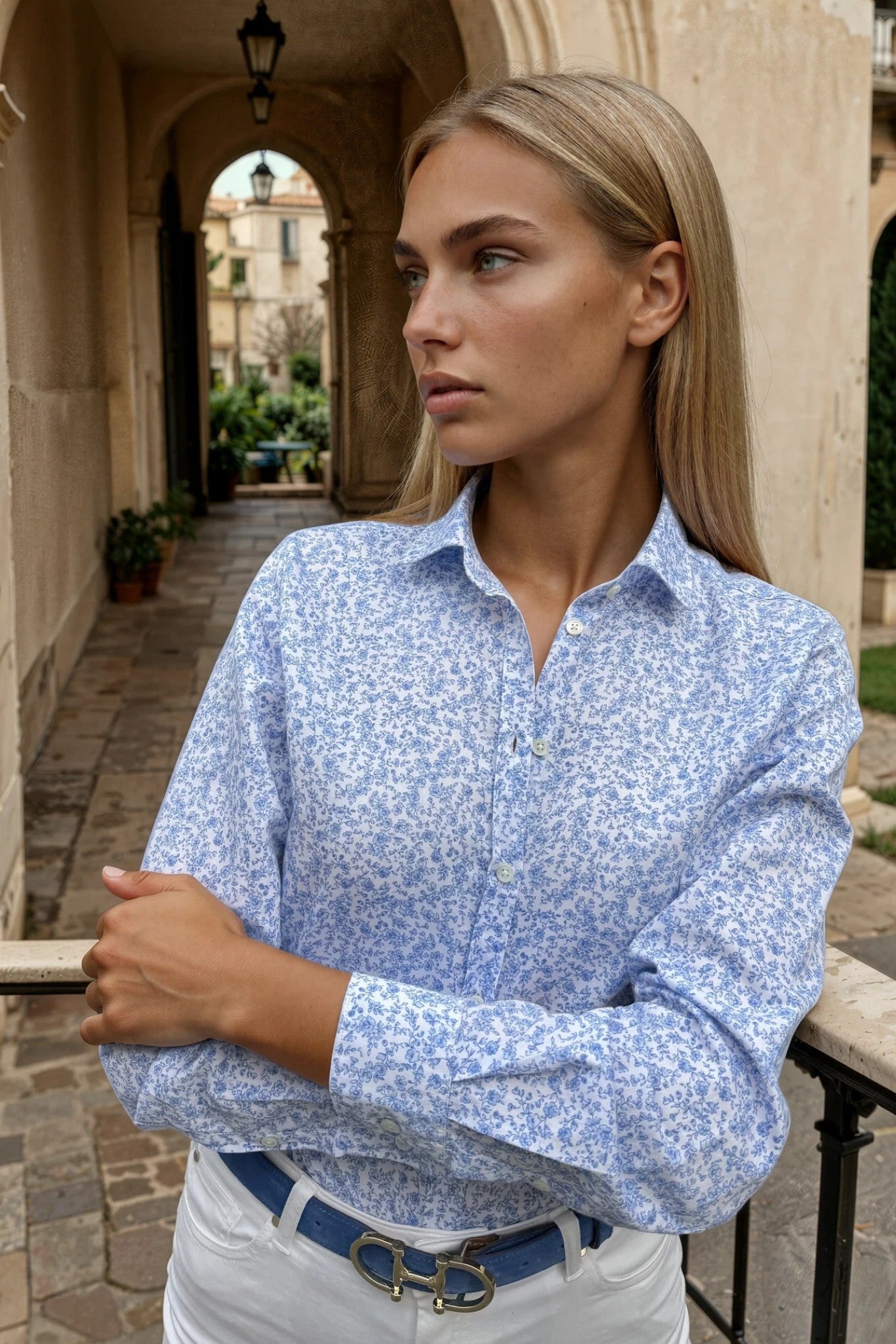 Chemisier Canelle en coton - Petite fleur bleue-CHEMISIER FEMME-Curling-Paris