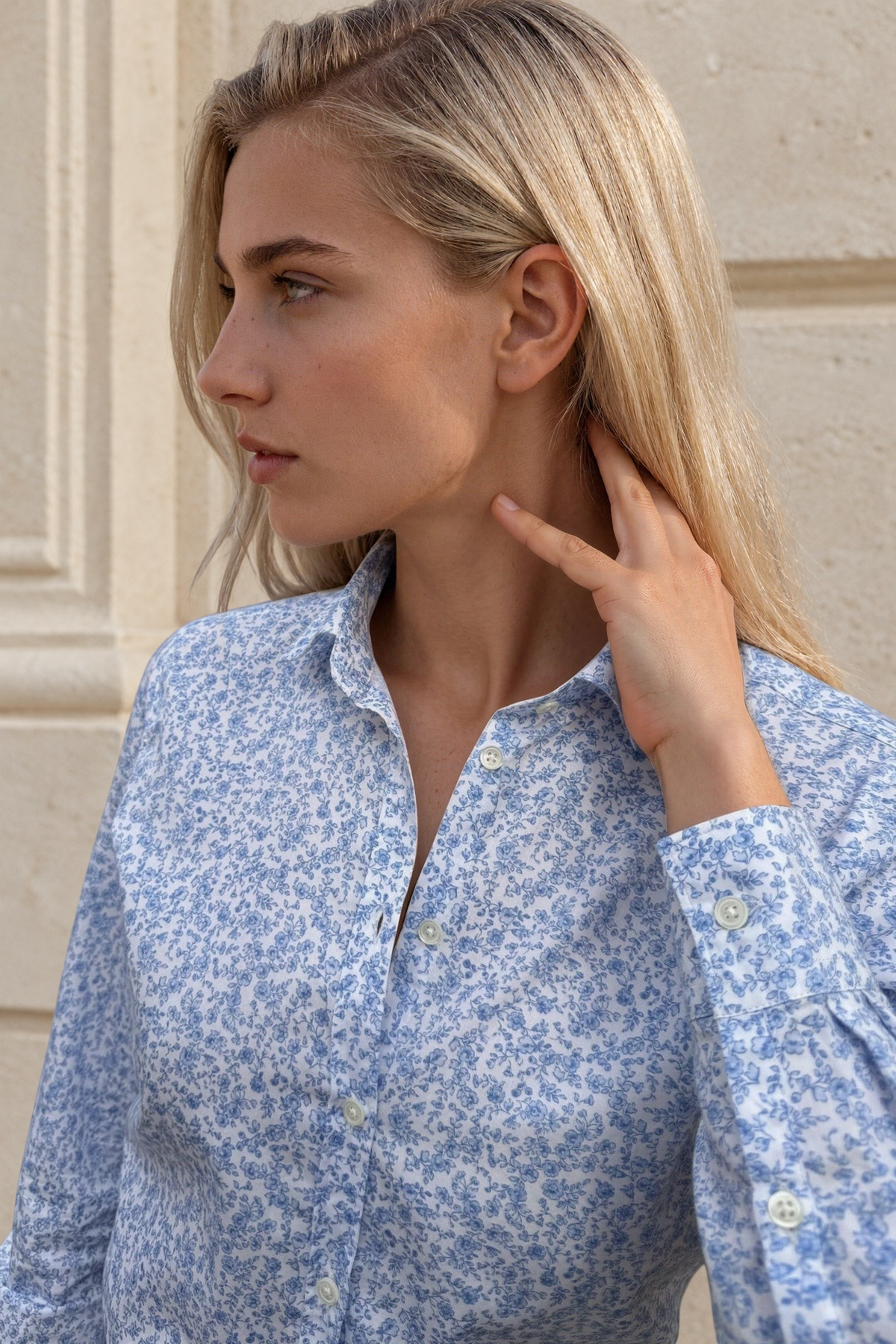 Chemisier Canelle en coton - Petite fleur bleue-CHEMISIER FEMME-Curling-Paris