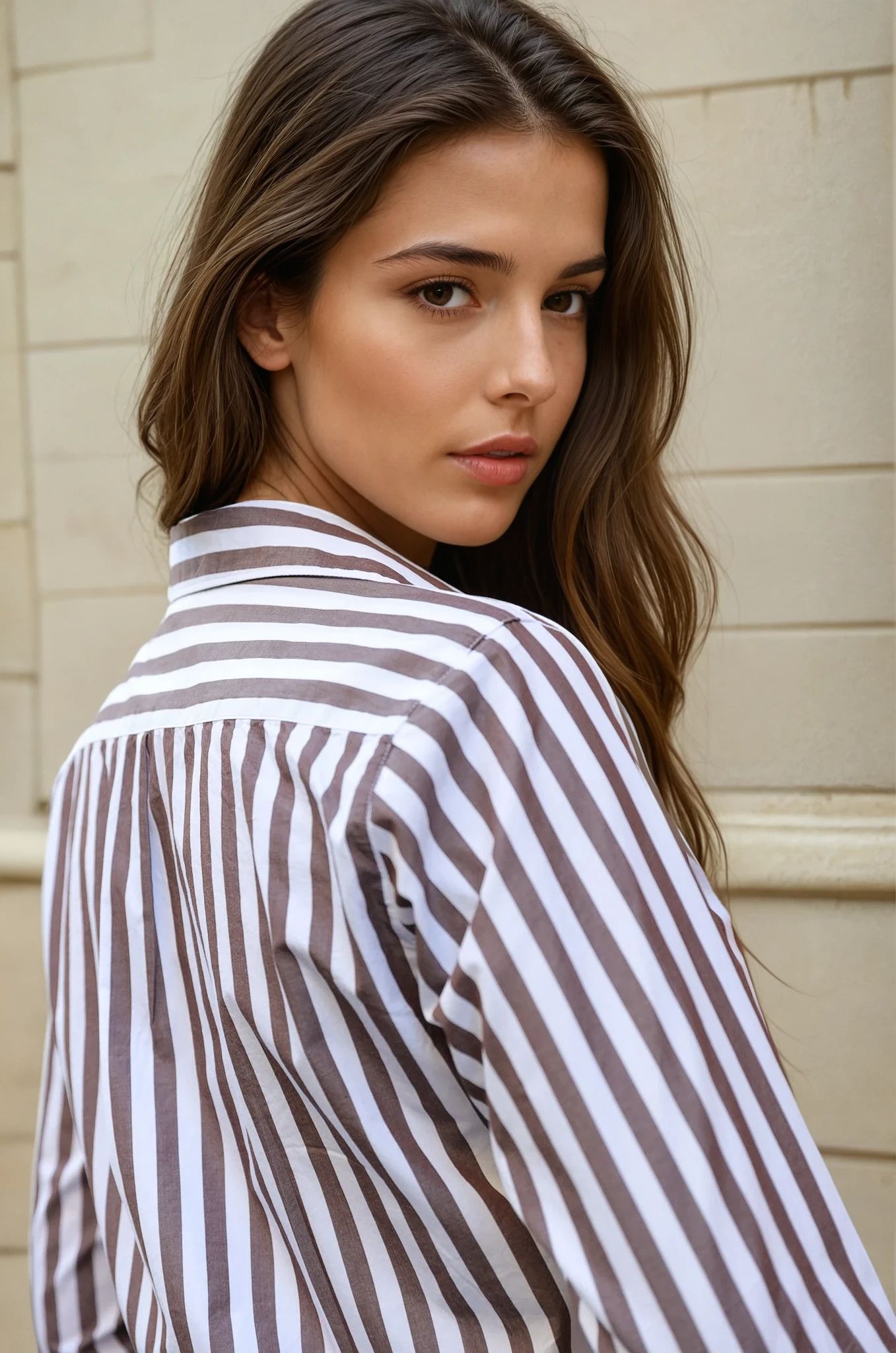 Chemisier Canelle en coton - Rayure Marron-CHEMISIER FEMME-Curling-Paris