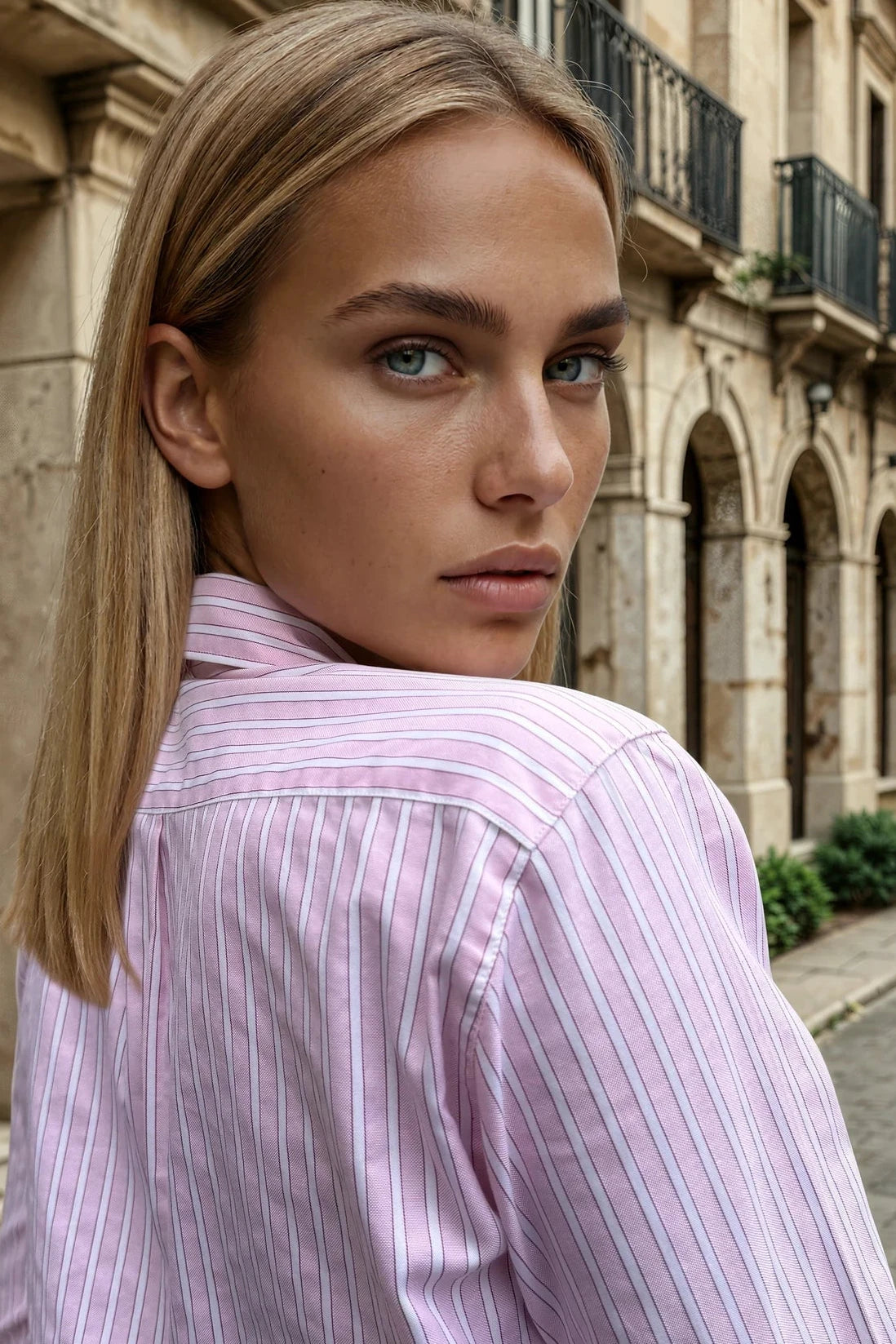 Chemisier Canelle en coton - Rayure Rose-CHEMISIER FEMME-Curling-Paris