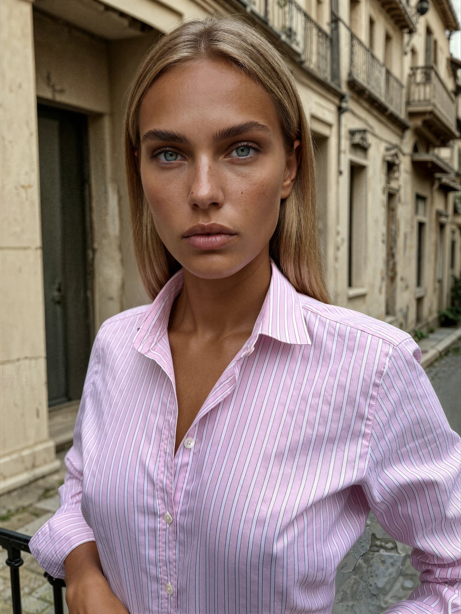Chemisier Canelle en coton - Rayure Rose-CHEMISIER FEMME-Curling-Paris