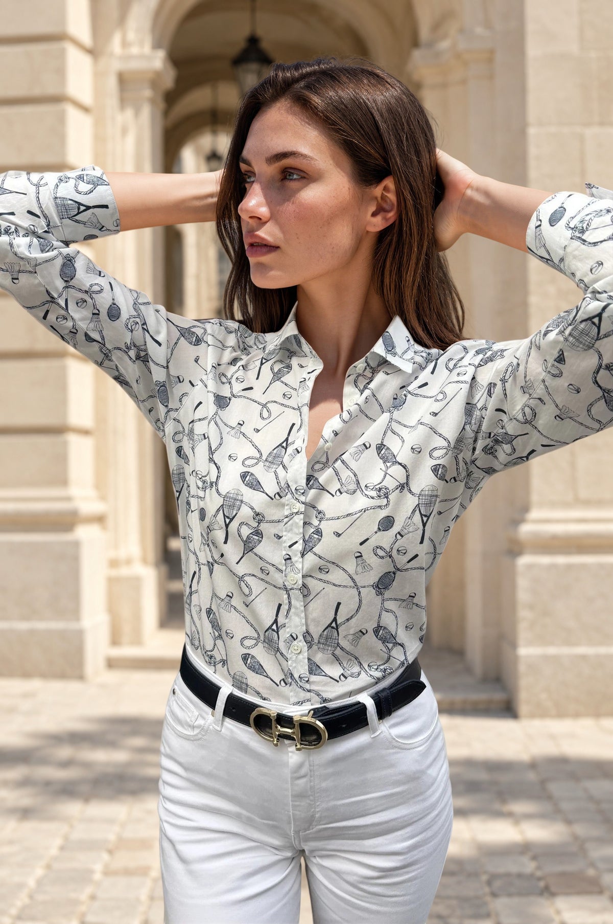Chemisier Canelle en coton - Sport marine-CHEMISIER FEMME-Curling-Paris