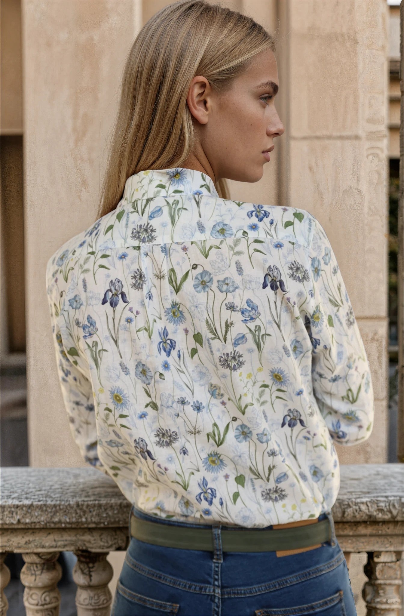 Chemisier Canelle en coton & lin Liberty of London - Herbier Kaki-CHEMISIER FEMME-Curling-Paris