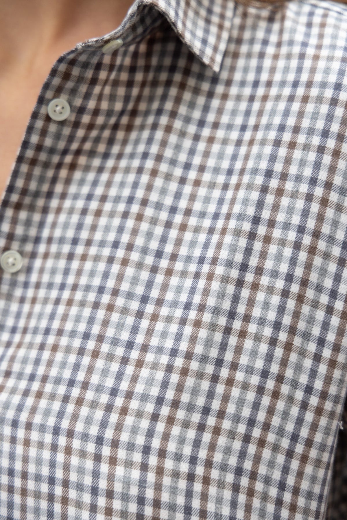 Chemisier Canelle en coton organic et tencel à carreaux - Gris/Marron-CHEMISIER FEMME-Curling-Paris