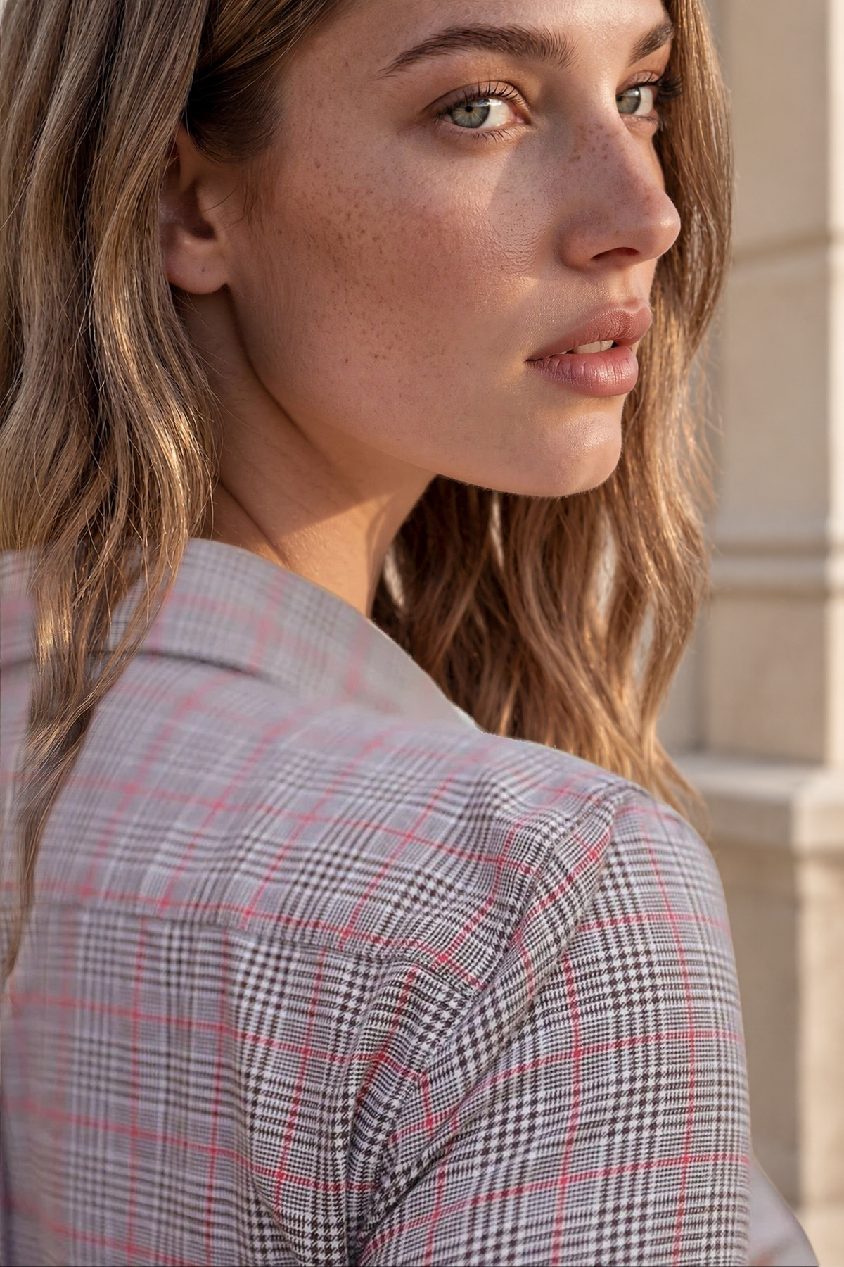 Chemisier Canelle en flanelle de coton - Prince de galles marron-CHEMISIER FEMME-Curling-Paris
