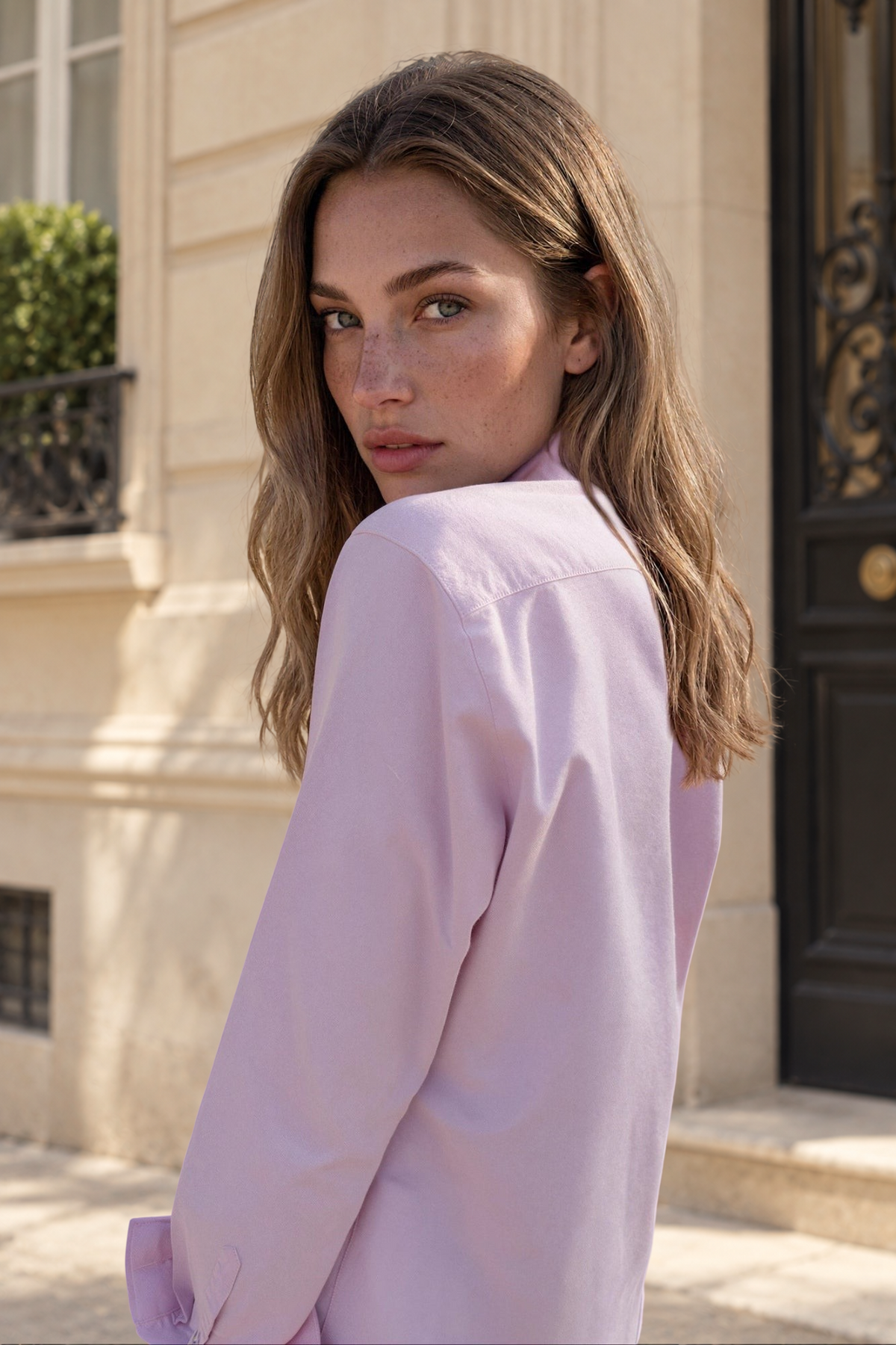 Chemisier Canelle en oxford de coton flanellisé - Rose-CHEMISIER FEMME-Curling-Paris