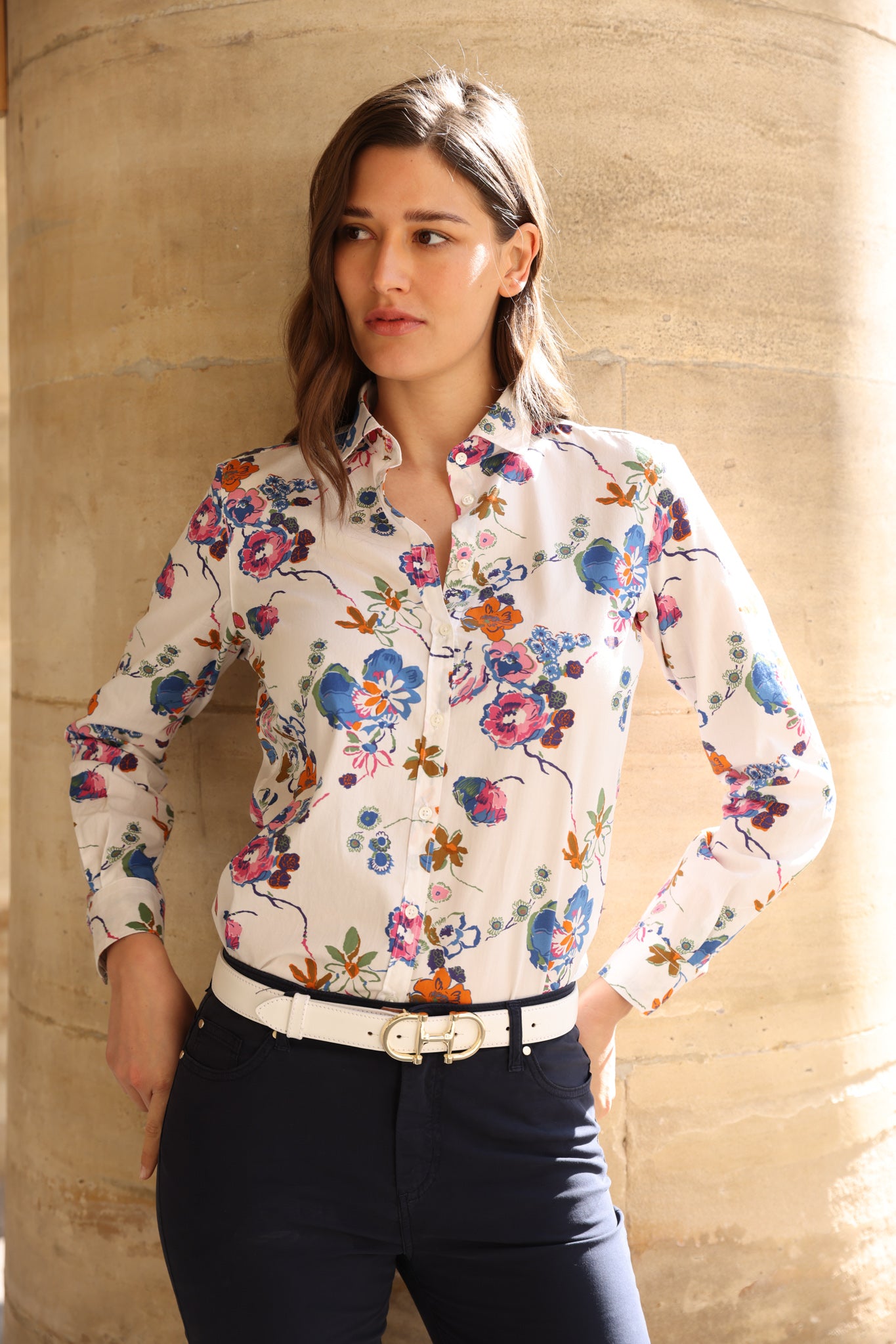 Chemisier Canelle en popeline de coton - Fleurs-CHEMISIER FEMME-Curling-Paris