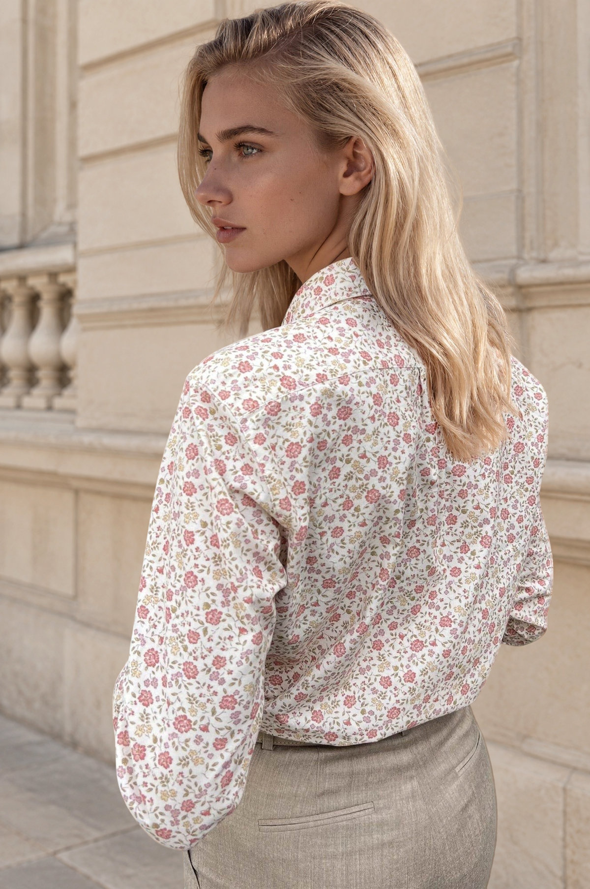 Chemisier Canelle en velours milleraies - Fleurette Ecru-CHEMISIER FEMME-Curling-Paris
