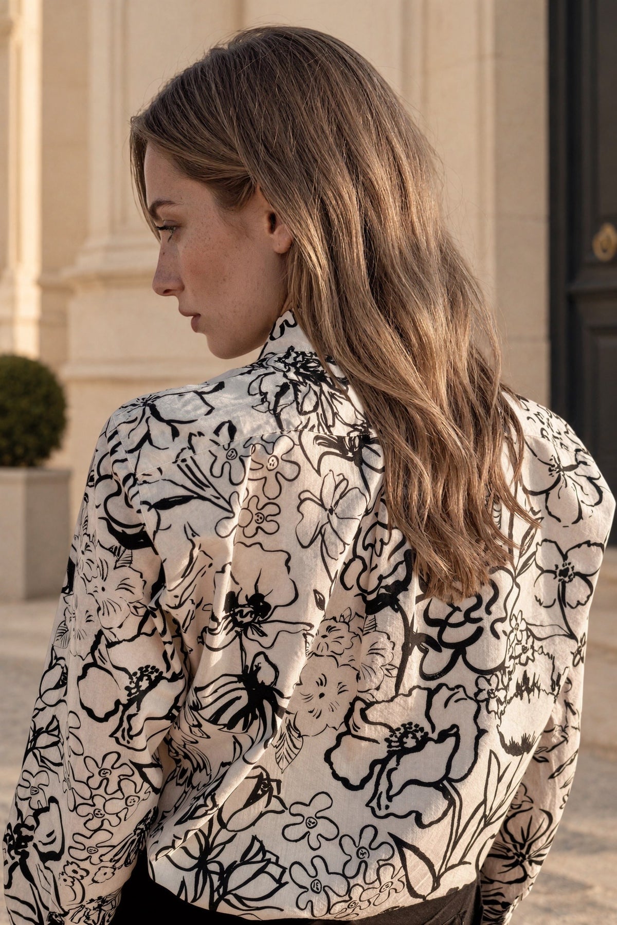 Chemisier Clémence en coton Liberty of London - Ecru et noir-CHEMISIER FEMME-Curling-Paris