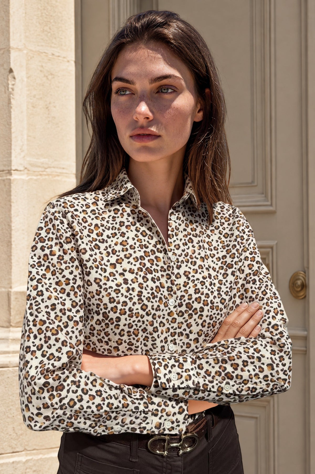 Chemisier Clémence en lin et coton - Leopard-CHEMISIER FEMME-Curling-Paris