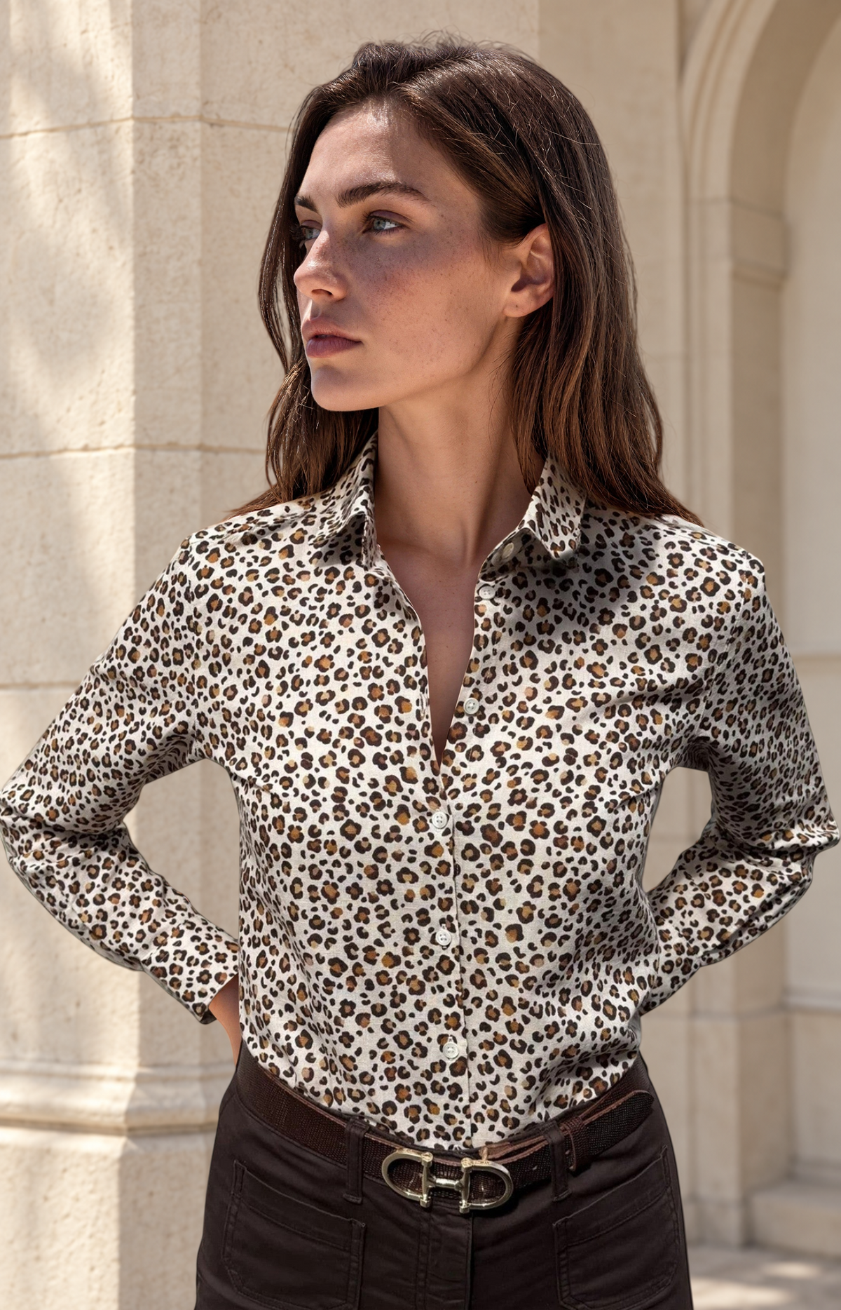 Chemisier Clémence en lin et coton - Leopard-CHEMISIER FEMME-Curling-Paris
