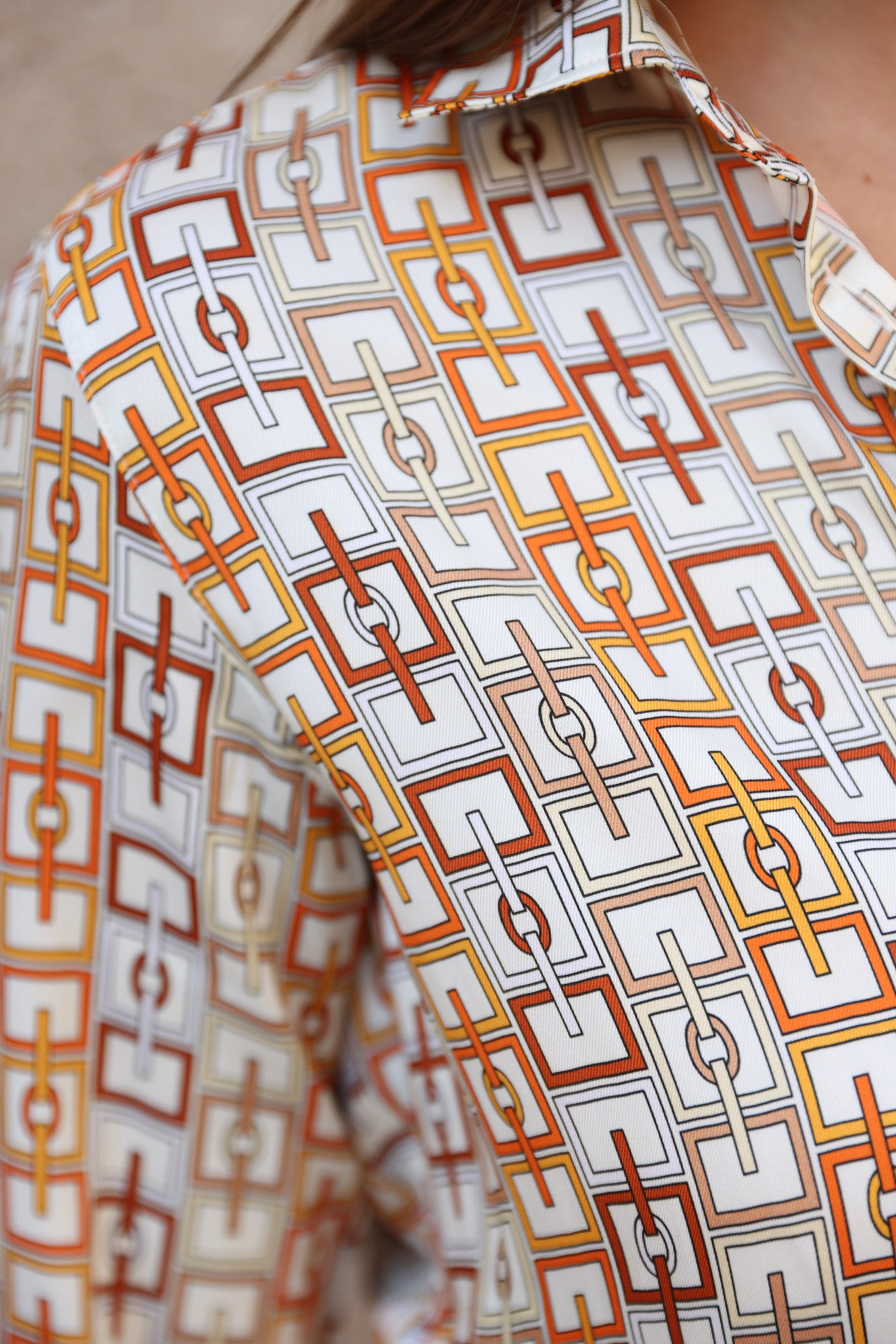 Chemisier Clémence imprimé soyeux – Chaîne Orange-CHEMISIER FEMME-Curling-Paris