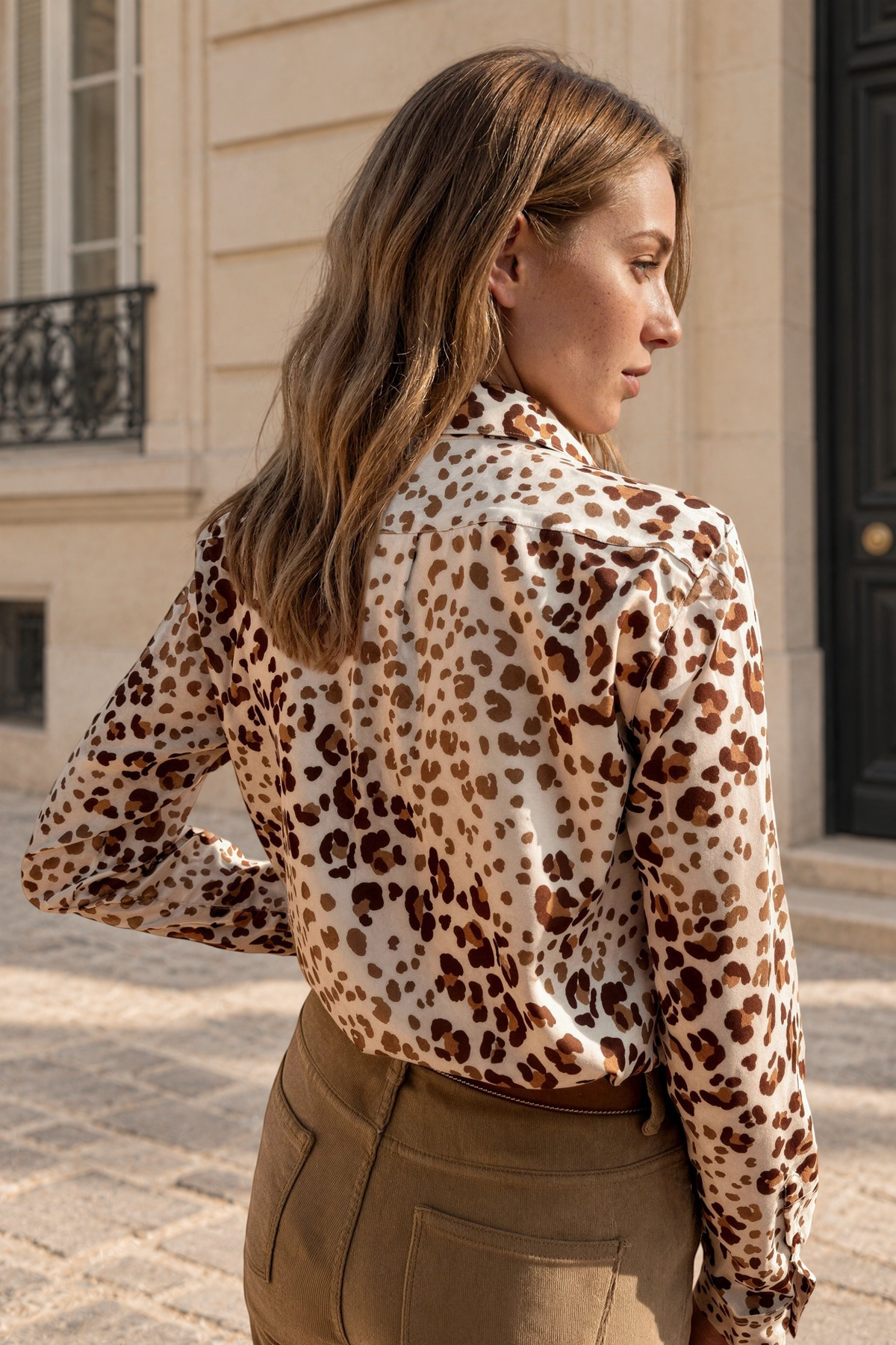 Chemisier Clémence imprimé soyeux - Ecru et caramel-CHEMISIER FEMME-Curling-Paris
