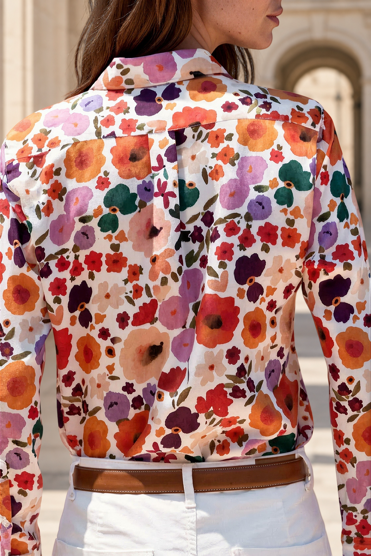 Chemisier Clémence imprimé soyeux – Fleurs Multi-CHEMISIER FEMME-Curling-Paris
