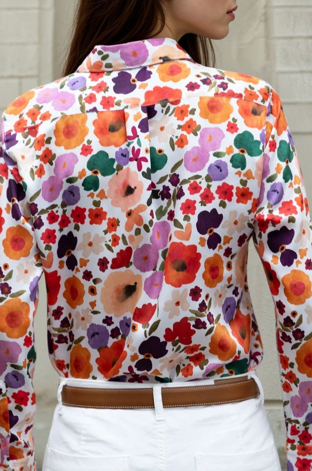 Chemisier Clémence imprimé soyeux – Fleurs Multi-CHEMISIER FEMME-Curling-Paris