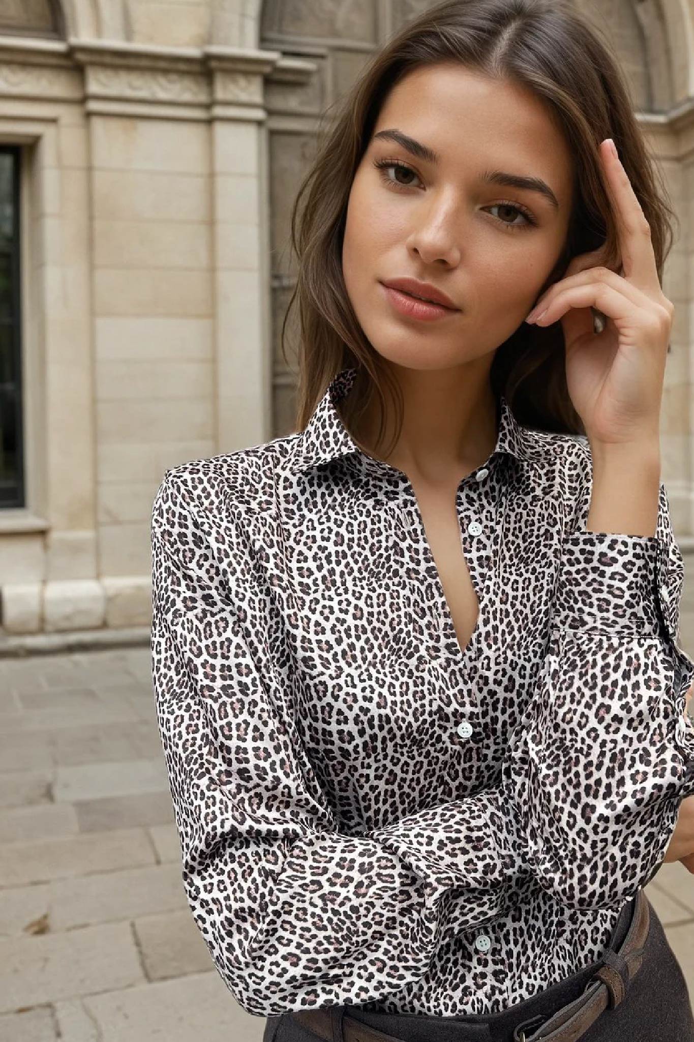 Chemisier Clémence imprimé soyeux - Leopard-CHEMISIER FEMME-Curling-Paris
