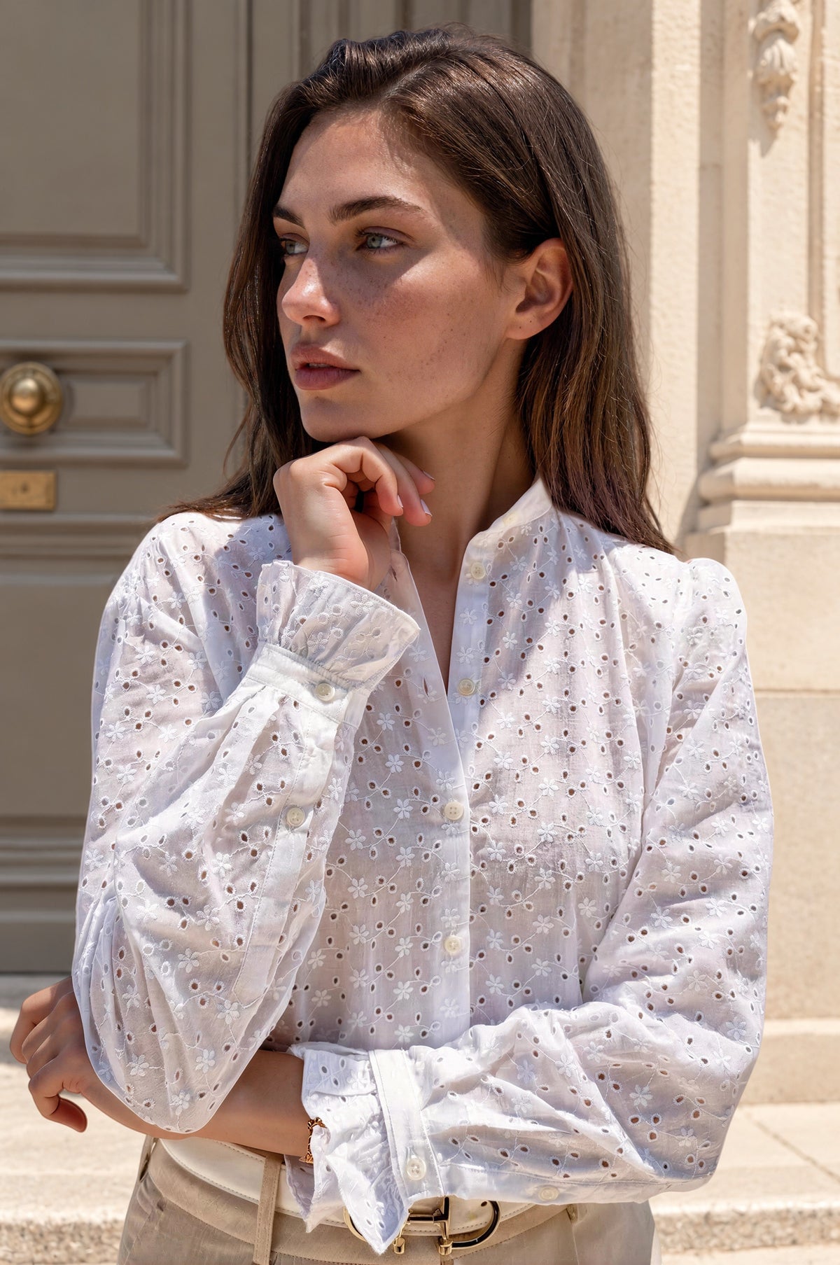 Chemisier Deva en coton - Dentelle blanche-CHEMISIER FEMME-Curling-Paris