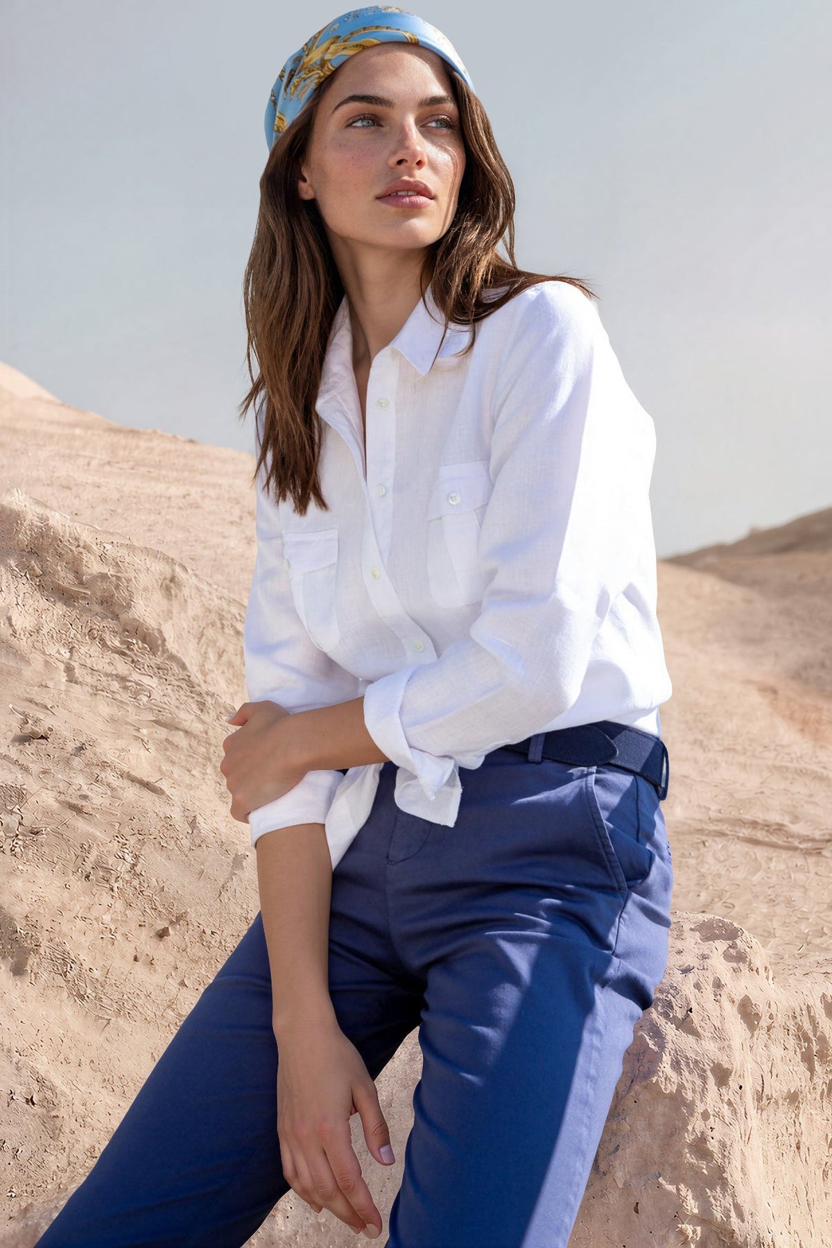 Chemisier Flore en lin - blanc-CHEMISIER FEMME-Curling-Paris