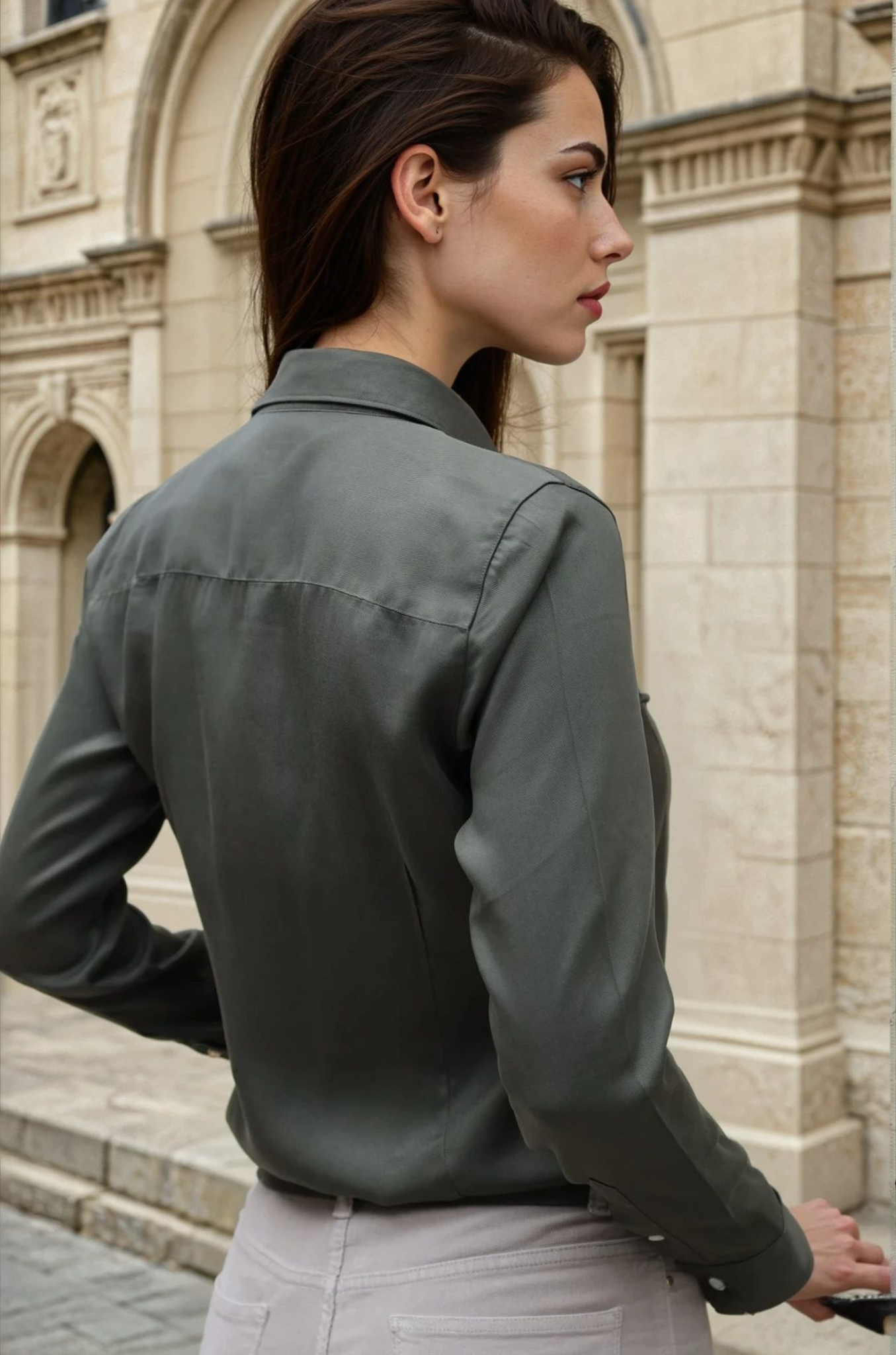 Chemisier Flore en tencel - Kaki-CHEMISIER FEMME-Curling-Paris