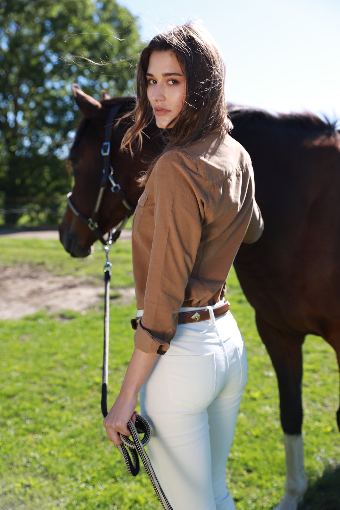 Chemisier Flore en velours milleraies - Camel-CHEMISIER FEMME-Curling-Paris