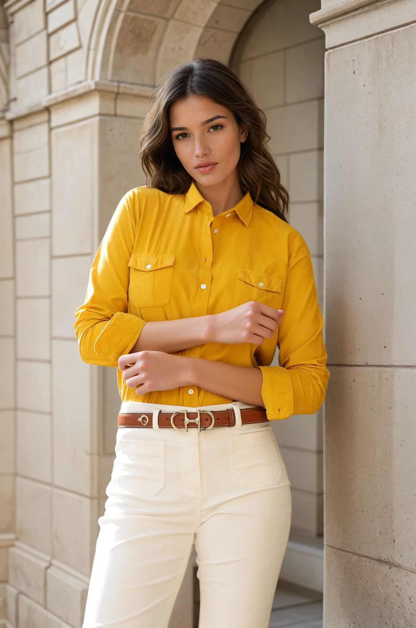 Chemisier Flore en velours milleraies - Jaune-CHEMISIER FEMME-Curling-Paris