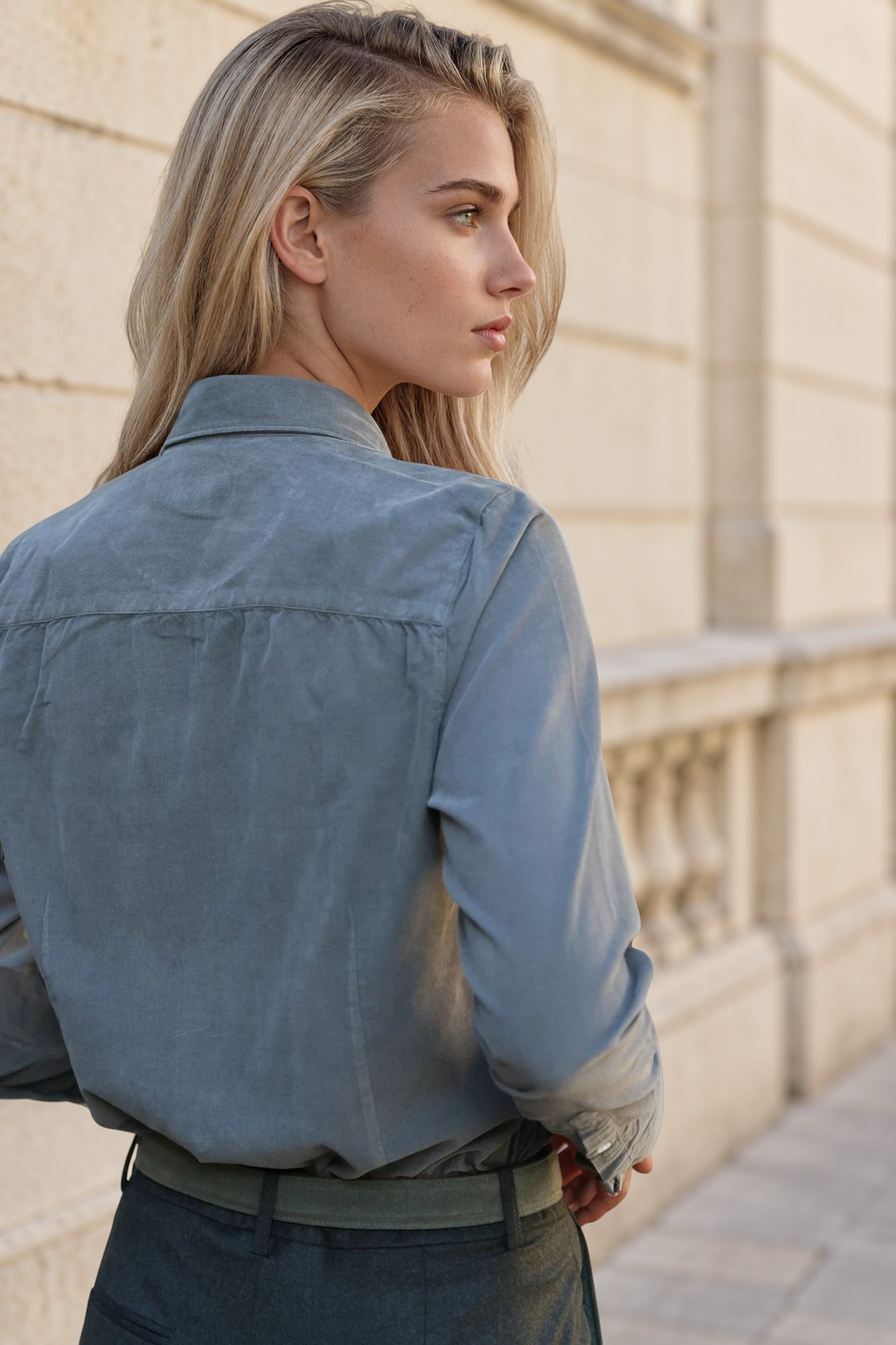 Chemisier Flore en velours milleraies - Kaki-CHEMISIER FEMME-Curling-Paris