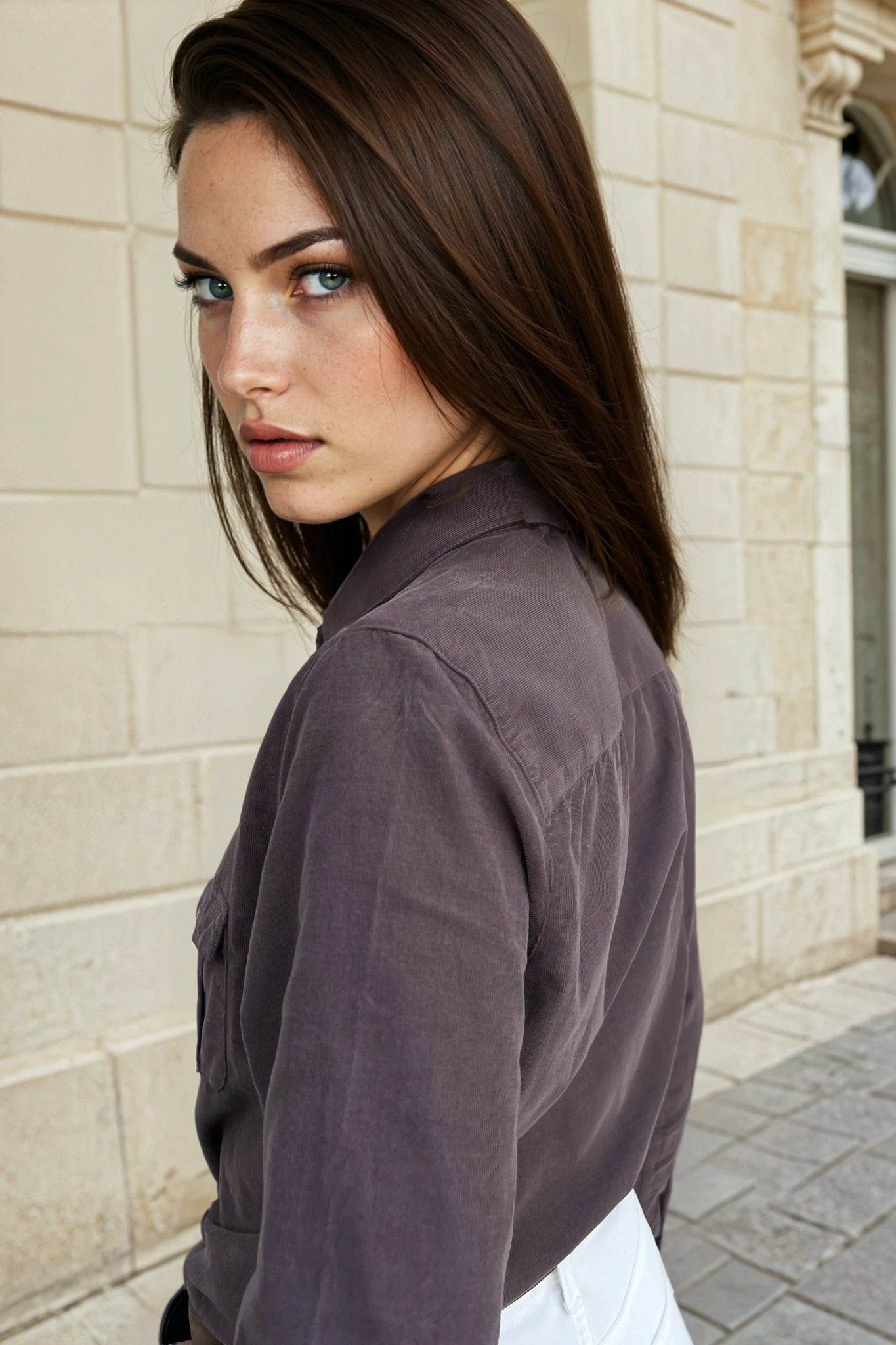 Chemisier Flore en velours milleraies - Marron-CHEMISIER FEMME-Curling-Paris
