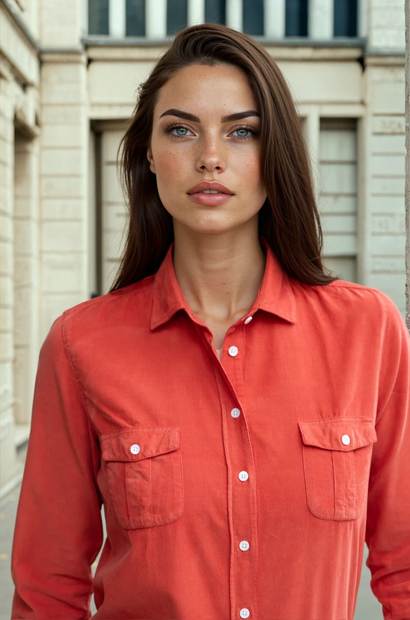 Chemisier Flore en velours milleraies - Orange-CHEMISIER FEMME-Curling-Paris