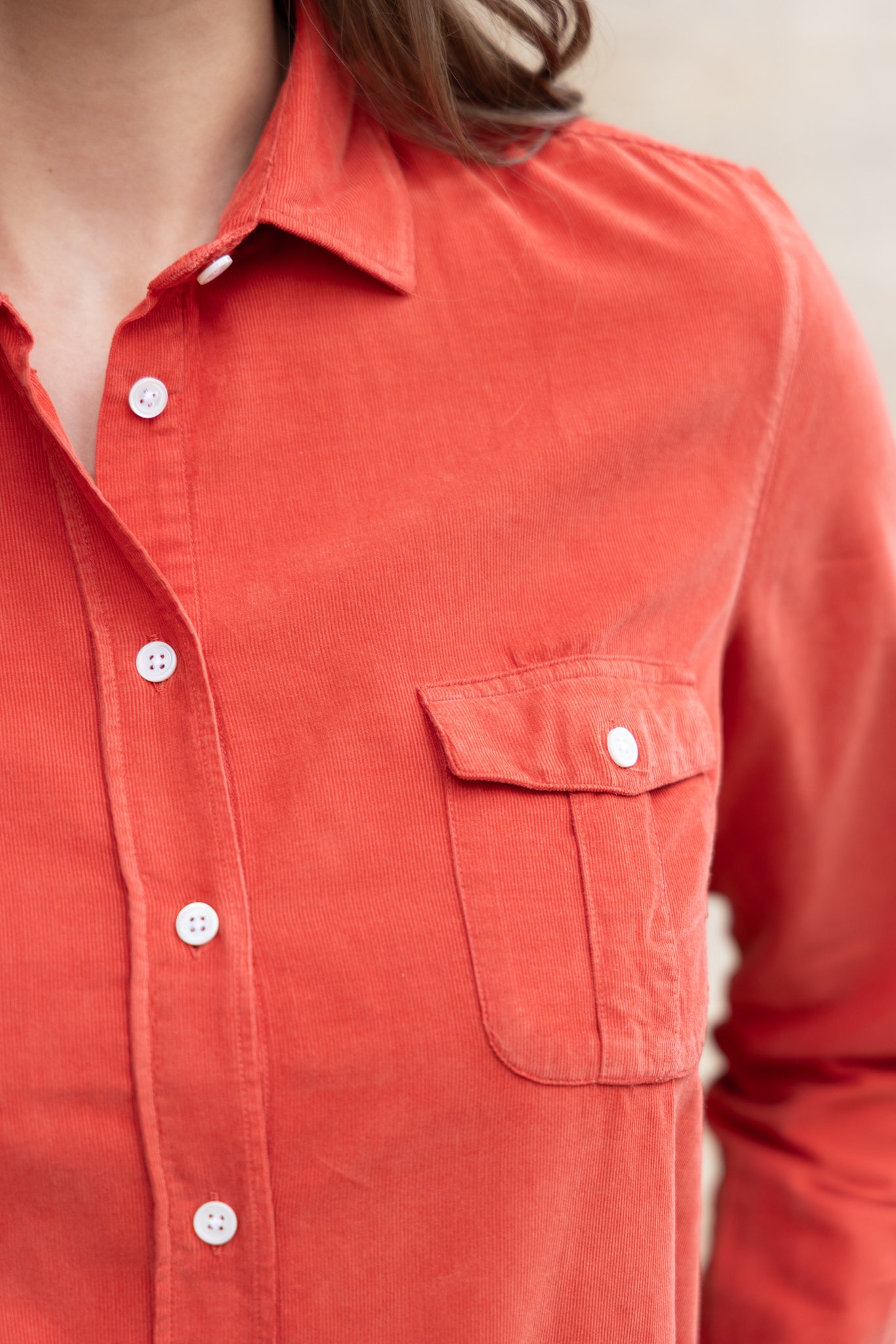 Chemisier Flore en velours milleraies - Orange-CHEMISIER FEMME-Curling-Paris