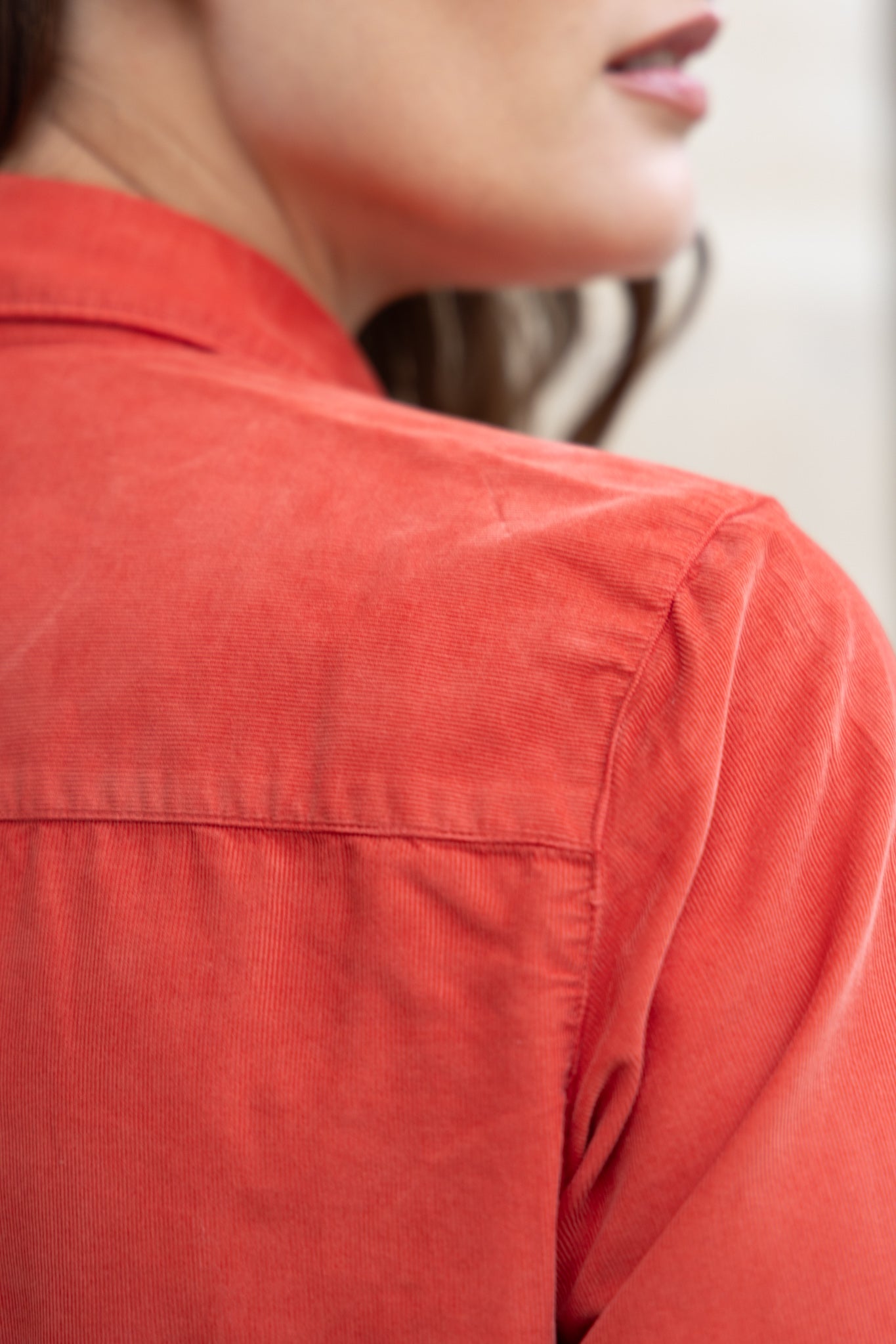 Chemisier Flore en velours milleraies - Orange-CHEMISIER FEMME-Curling-Paris