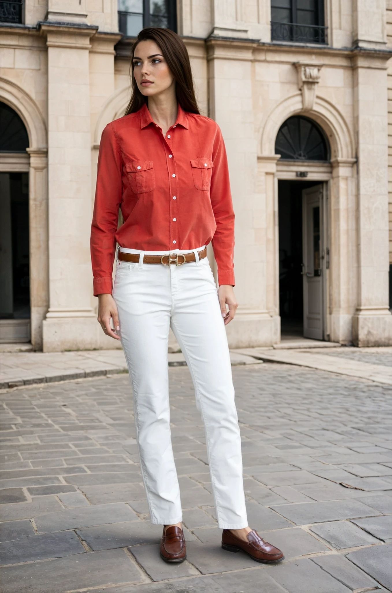 Chemisier Flore en velours milleraies - Orange-CHEMISIER FEMME-Curling-Paris