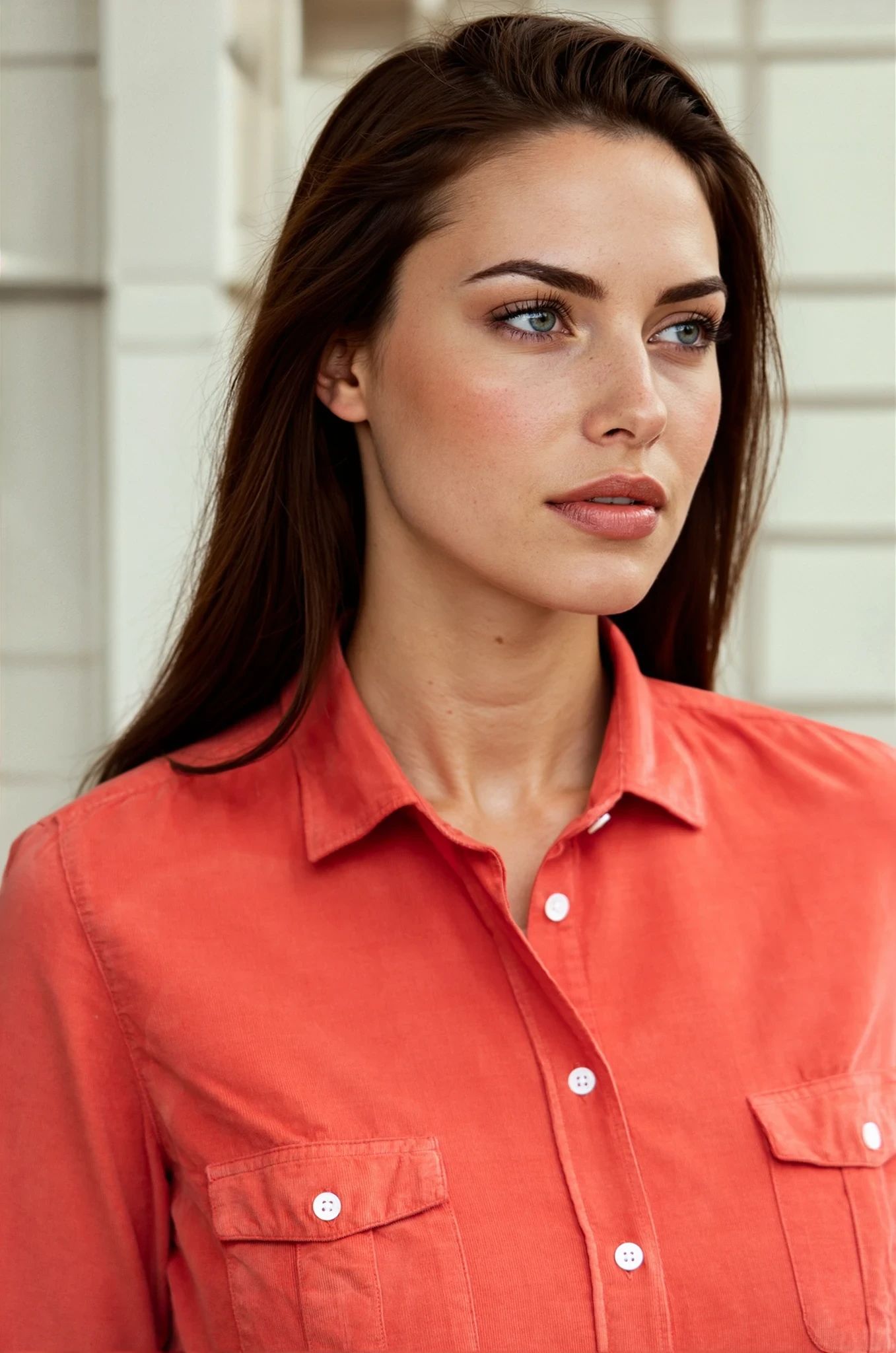 Chemisier Flore en velours milleraies - Orange-CHEMISIER FEMME-Curling-Paris