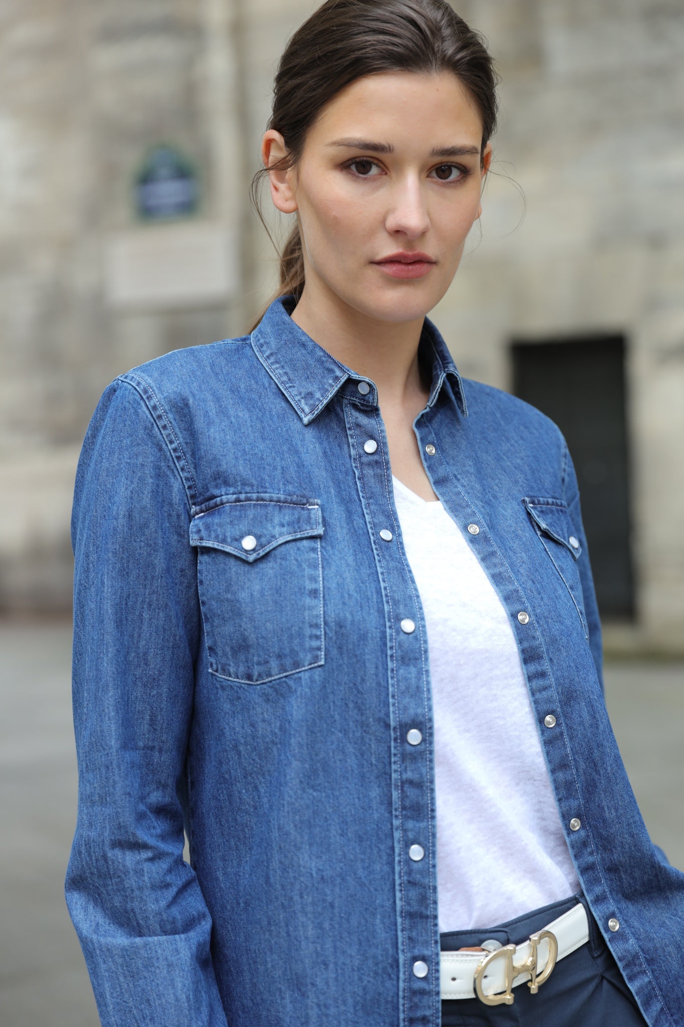 Chemisier Western en Jeans - Bleu