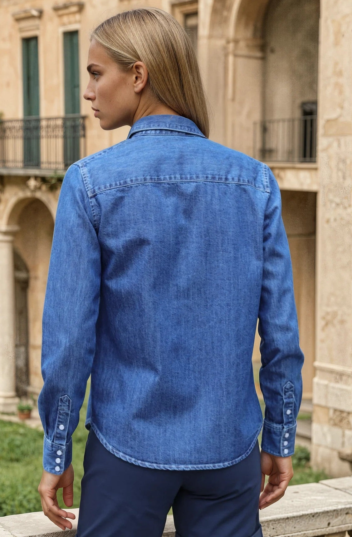 Chemisier Western en Jeans - Bleu-CHEMISIER FEMME-Curling-Paris