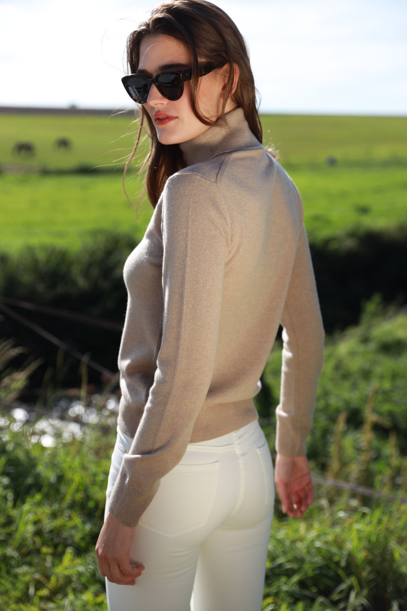 Col roulé Anita 100% cachemire - Beige-PULL FEMME-Curling-Paris