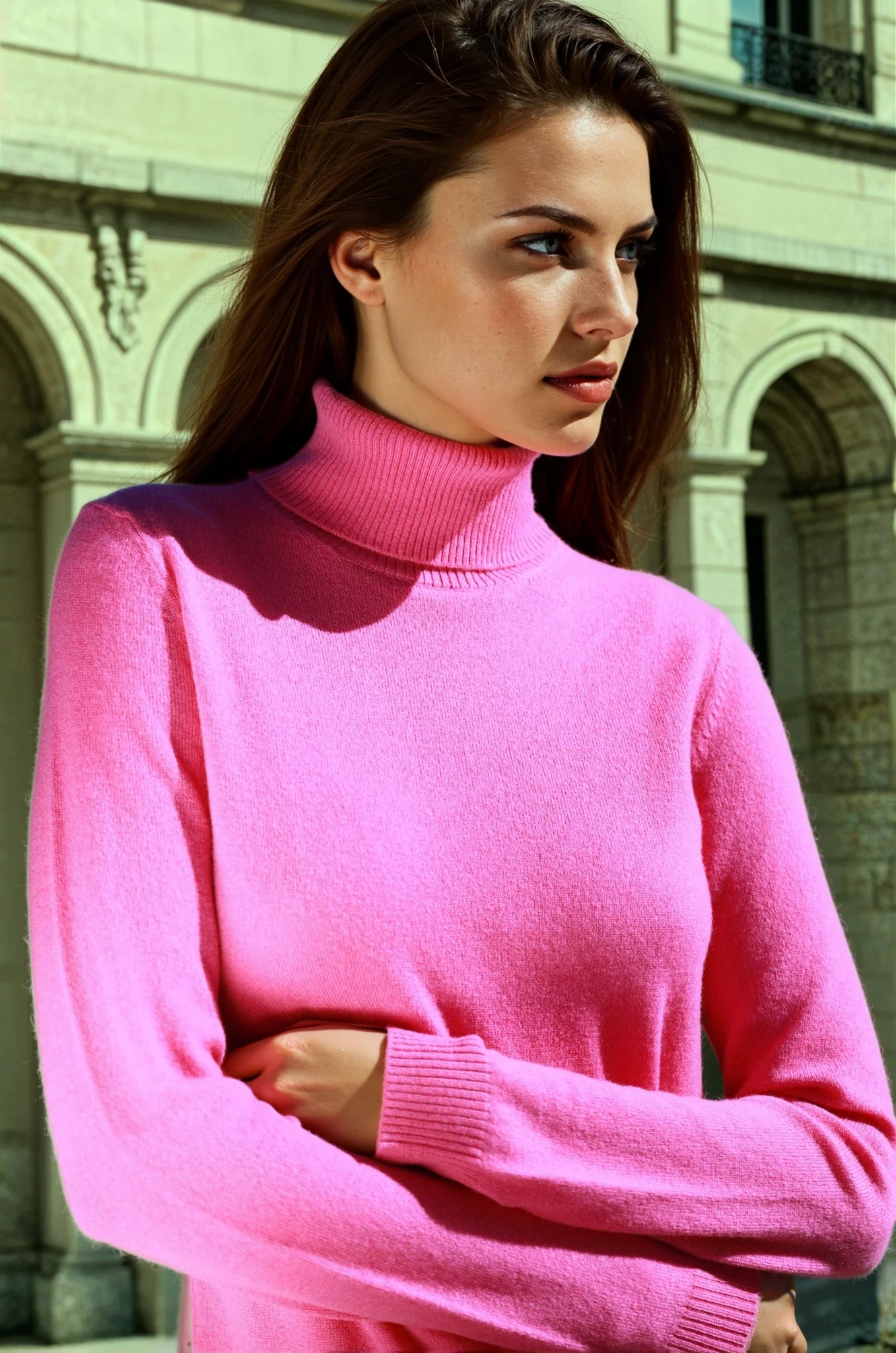 Col roulé Elise en laine mérinos et cachemire - Rose-PULL FEMME-Curling-Paris