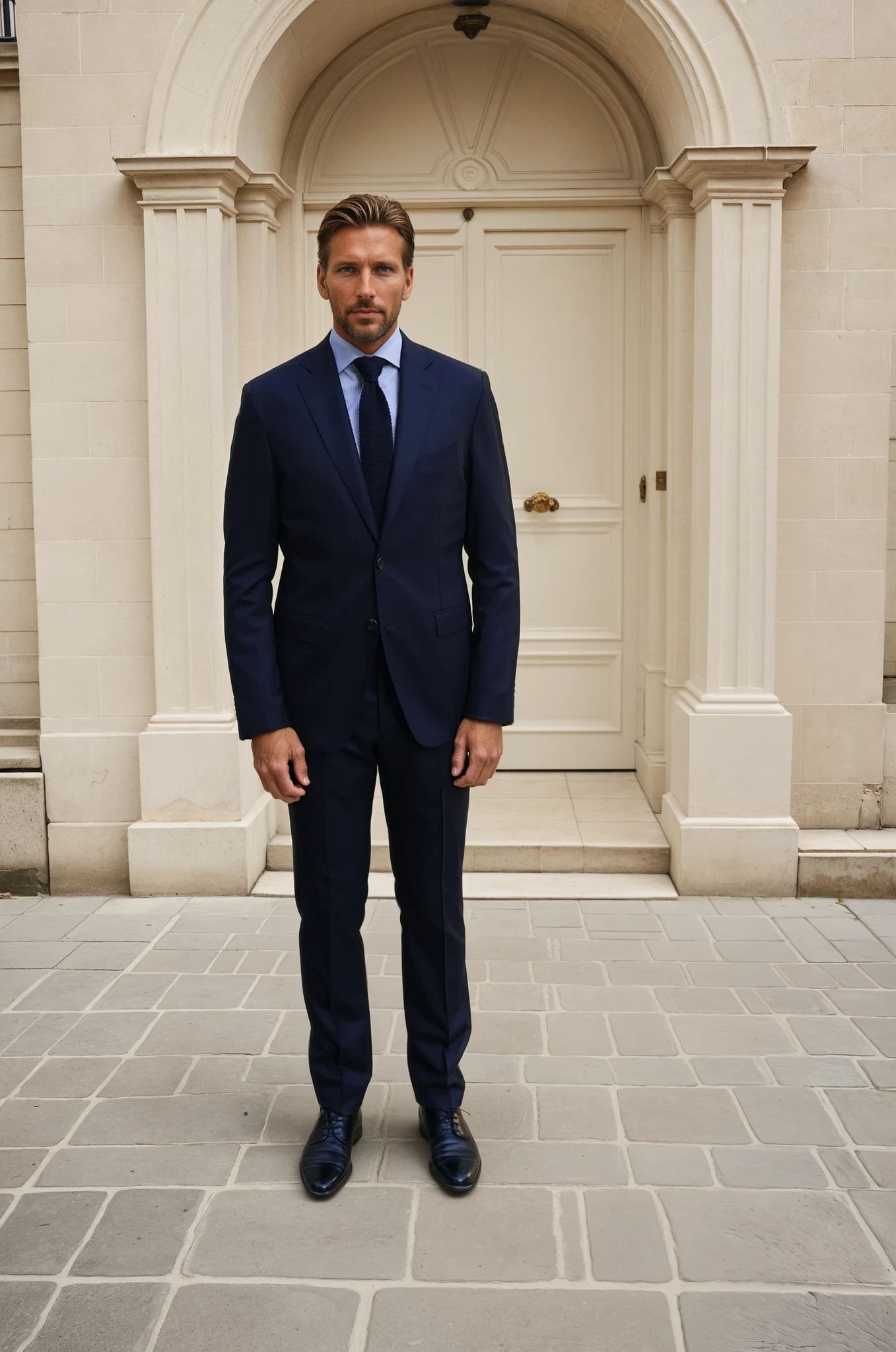 Costume Giorgio en flanelle Super 120'S - Marine-COSTUME HOMME-Curling-Paris