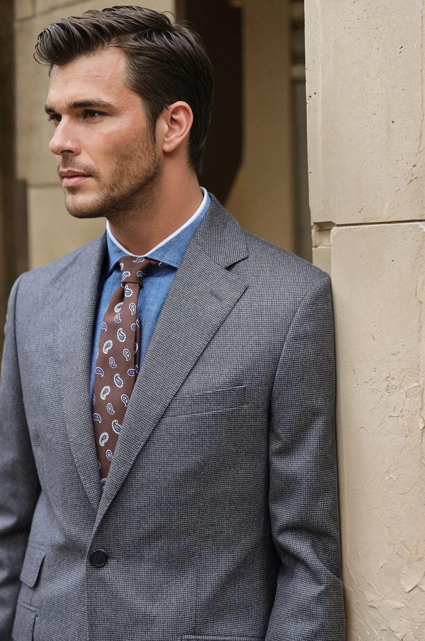 Costume Goal en flanelle deux à deux - Marron-COSTUME HOMME-Curling-Paris