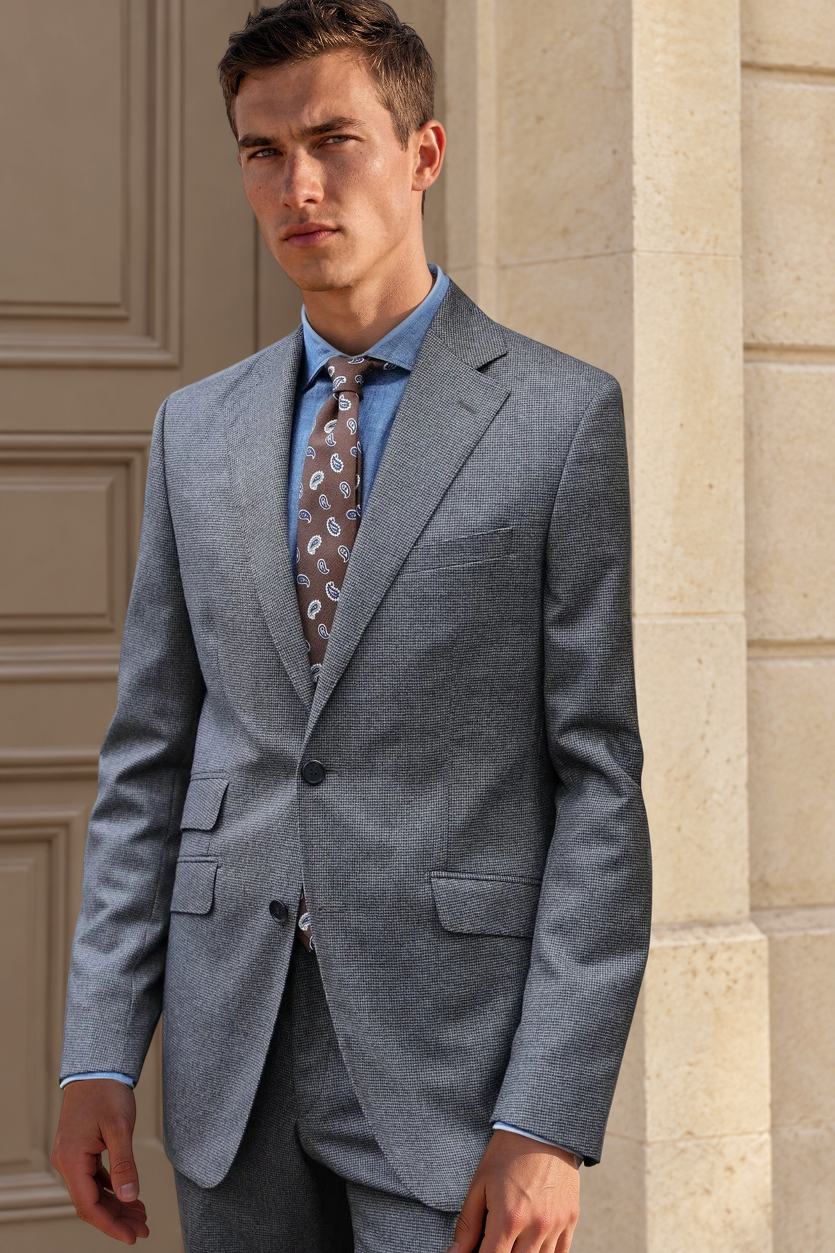 Costume Goal en flanelle deux à deux - Marron-COSTUME HOMME-Curling-Paris