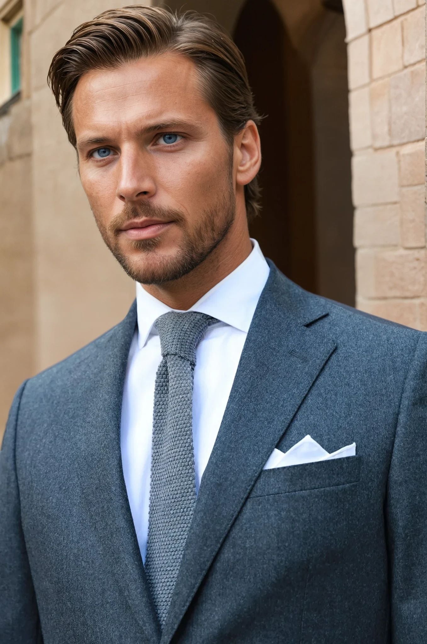 Costume Goal en flanelle pure laine Super 120'S - Gris moyen-COSTUME HOMME-Curling-Paris