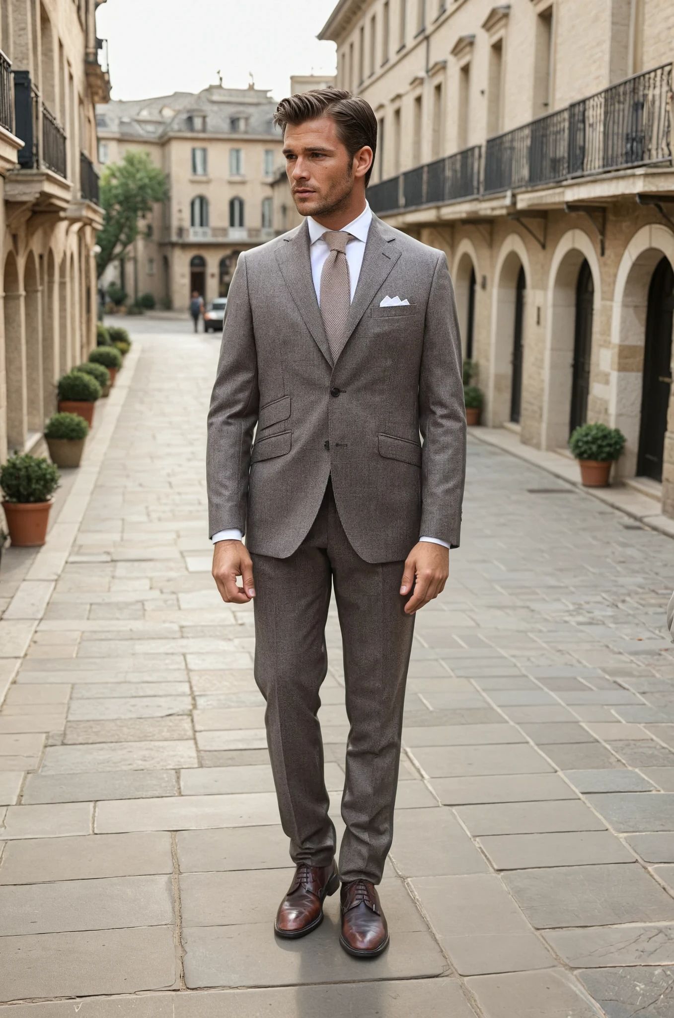 Costume Goal en flanelle pure laine Super 120'S - PDG Mushroom-COSTUME HOMME-Curling-Paris