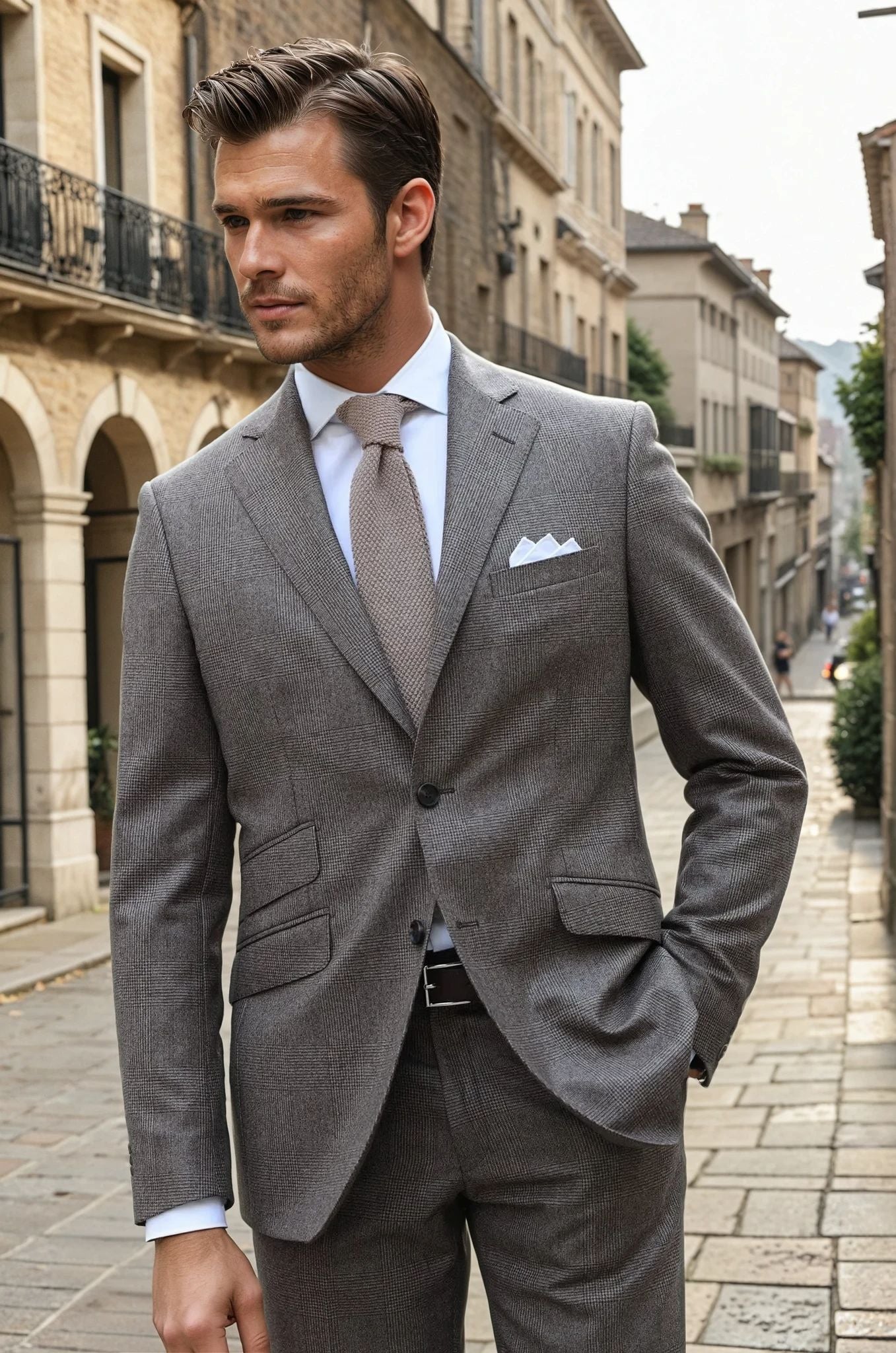 Costume Goal en flanelle pure laine Super 120'S - PDG Mushroom-COSTUME HOMME-Curling-Paris