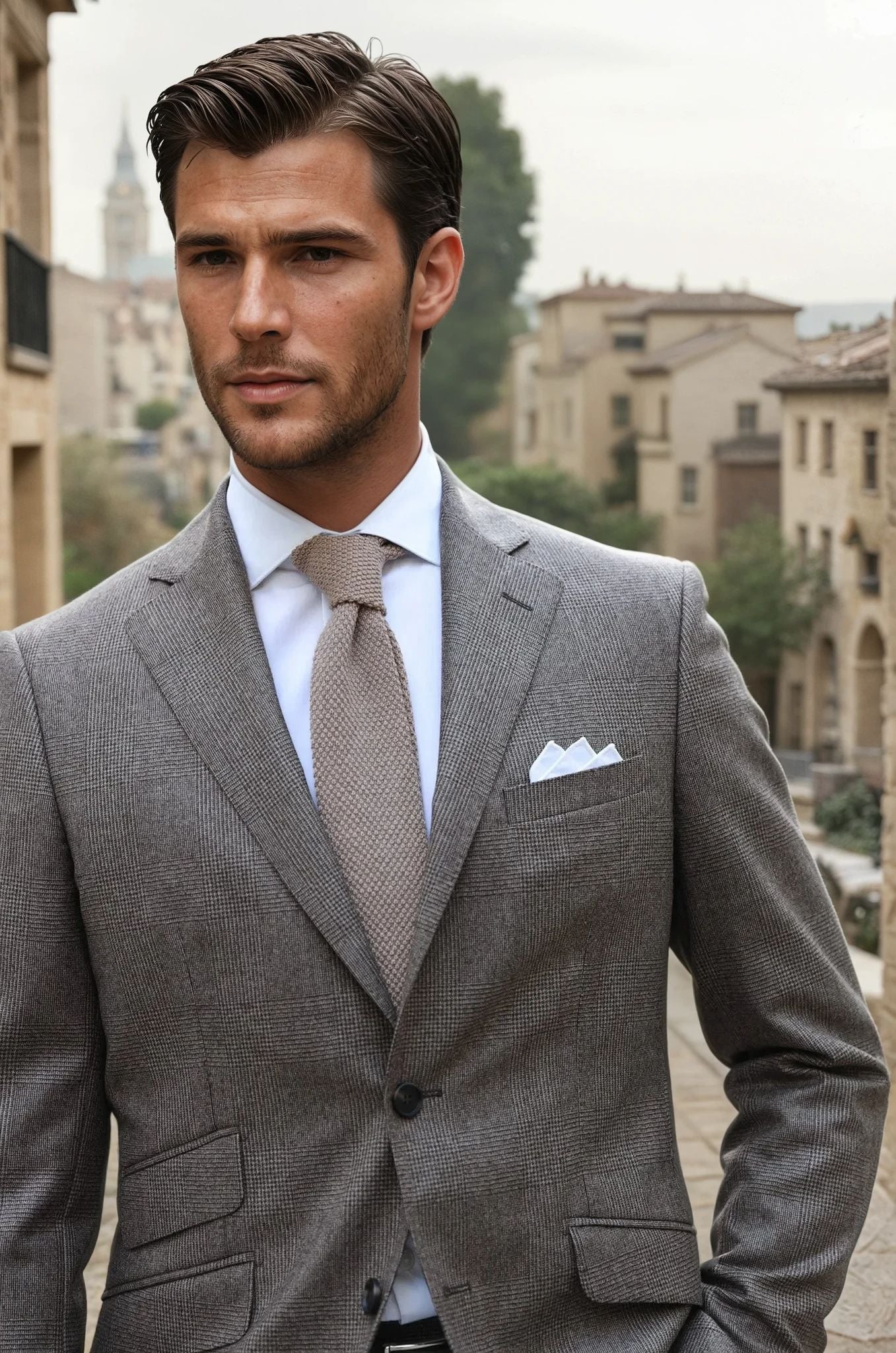 Costume Goal en flanelle pure laine Super 120'S - PDG Mushroom-COSTUME HOMME-Curling-Paris