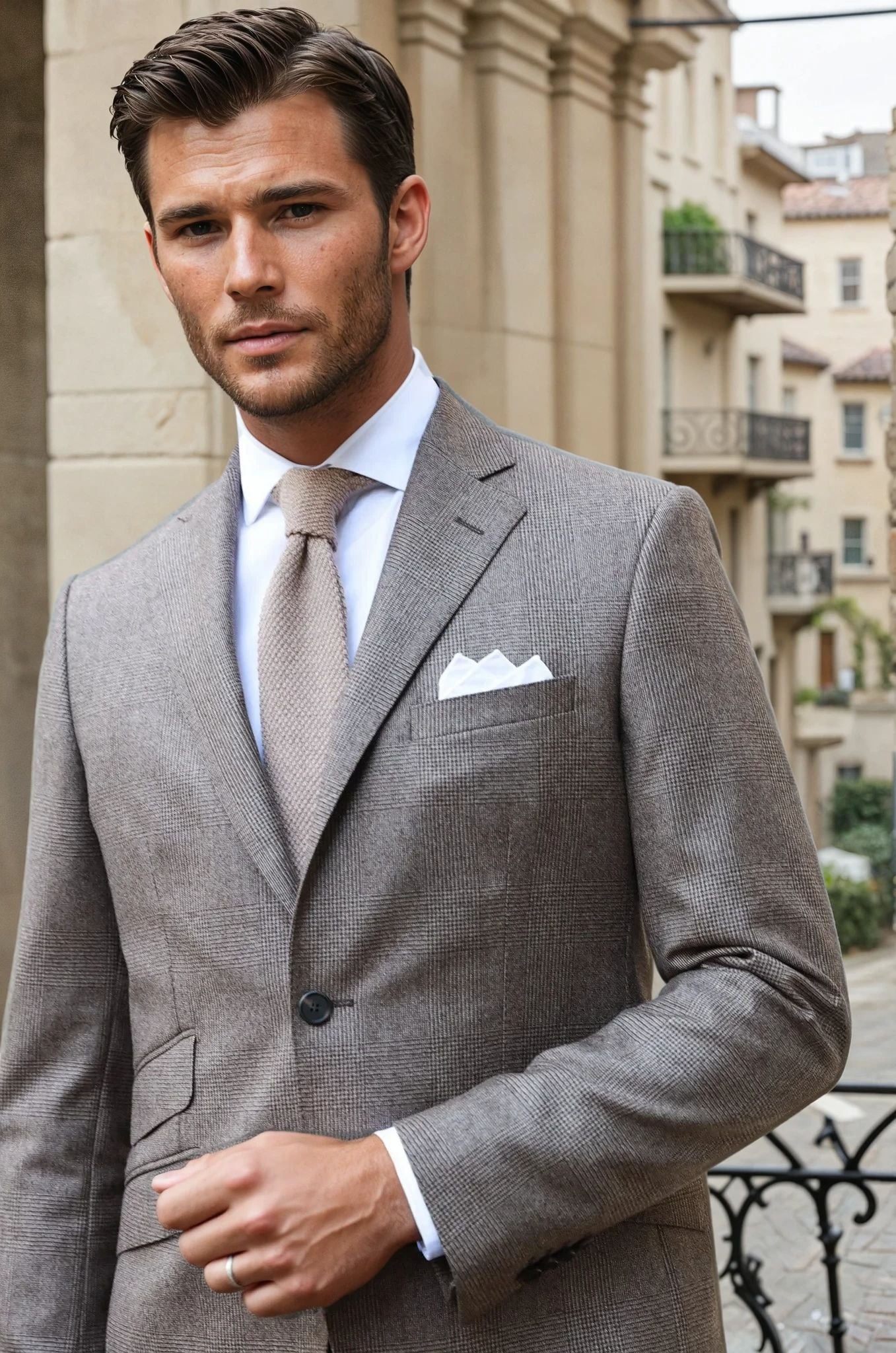 Costume Goal en flanelle pure laine Super 120'S - PDG Mushroom-COSTUME HOMME-Curling-Paris