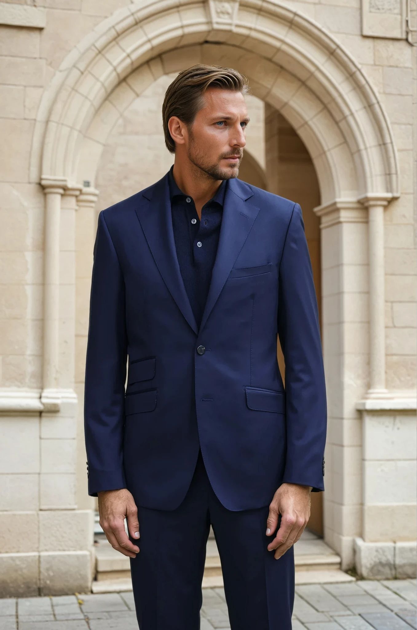 Costume Goal en laine Super 110'S - Marine-COSTUME HOMME-Curling-Paris