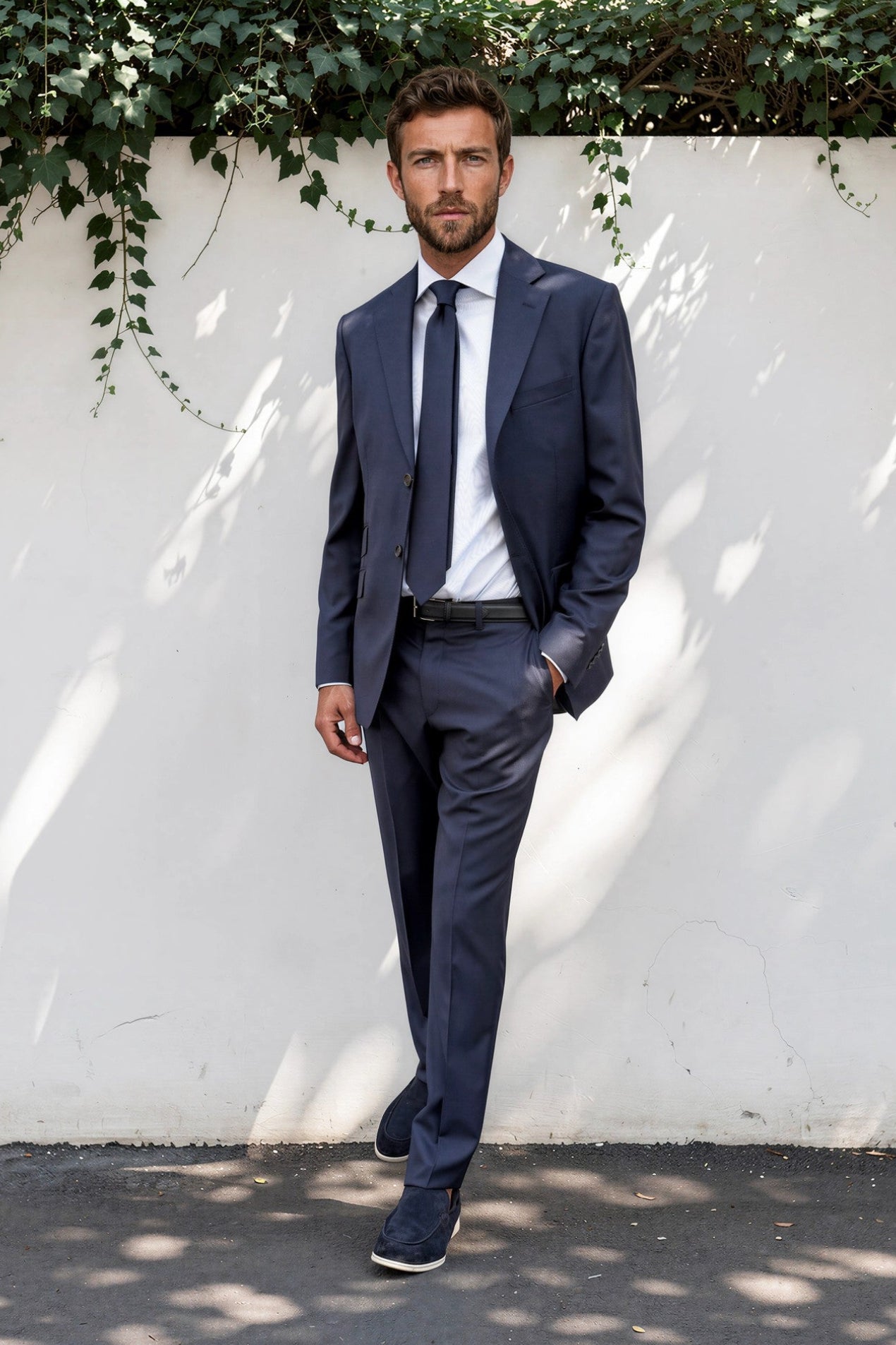 Costume Goal en laine Super 110'S - Prince de Galles marine-COSTUME HOMME-Curling-Paris