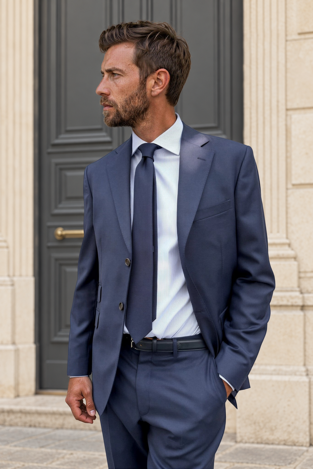 Costume Goal en laine Super 110'S - Prince de Galles marine-COSTUME HOMME-Curling-Paris