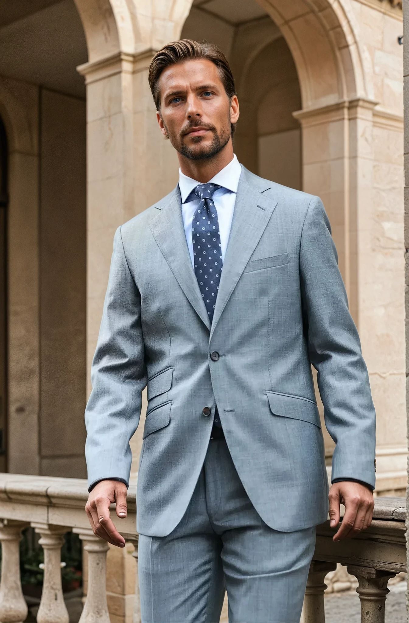 Costume Goal en laine Super 110's - Gris Moyen-COSTUME HOMME-Curling-Paris