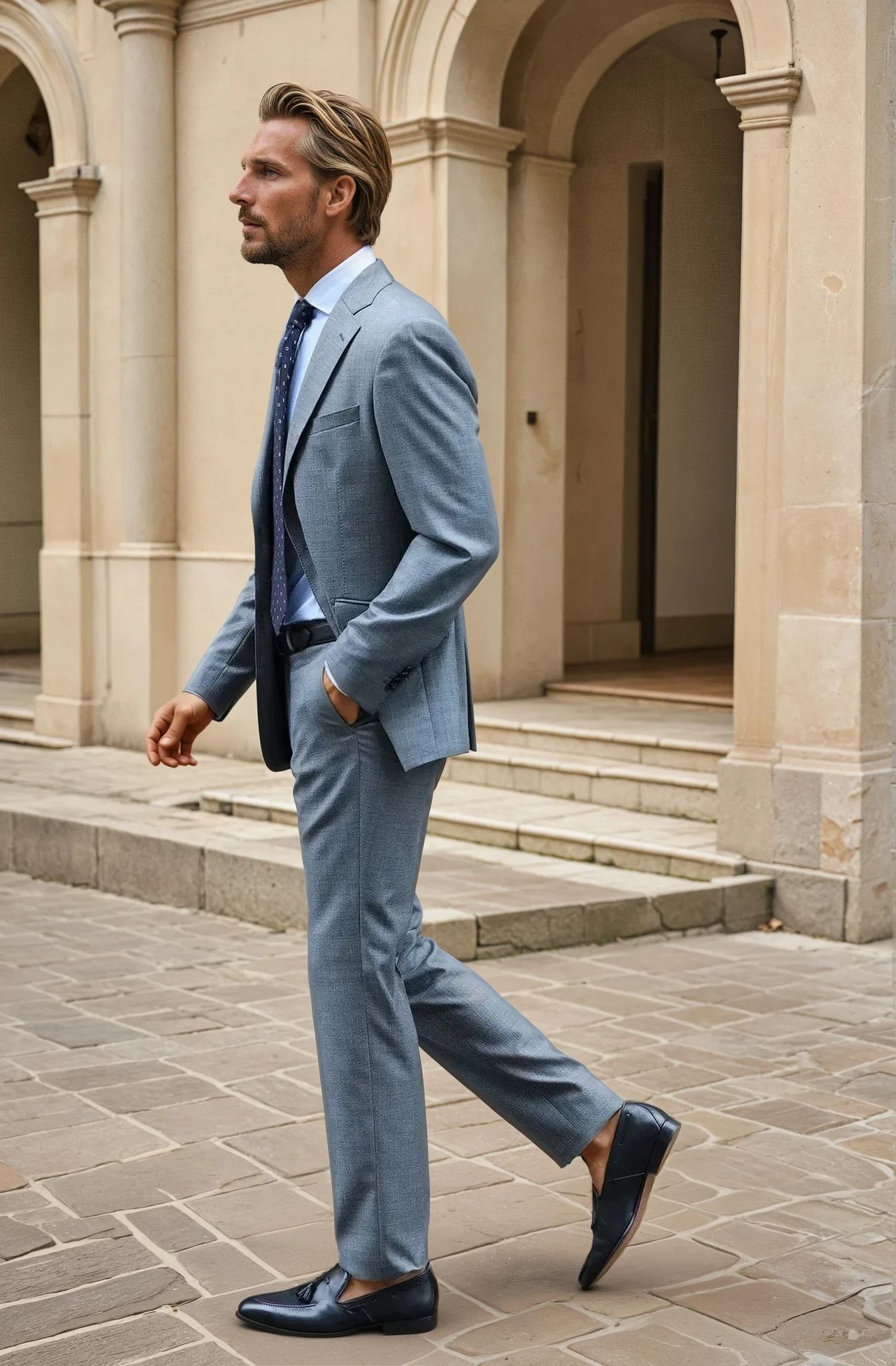 Costume Goal en laine Super 110's - Gris Moyen-COSTUME HOMME-Curling-Paris